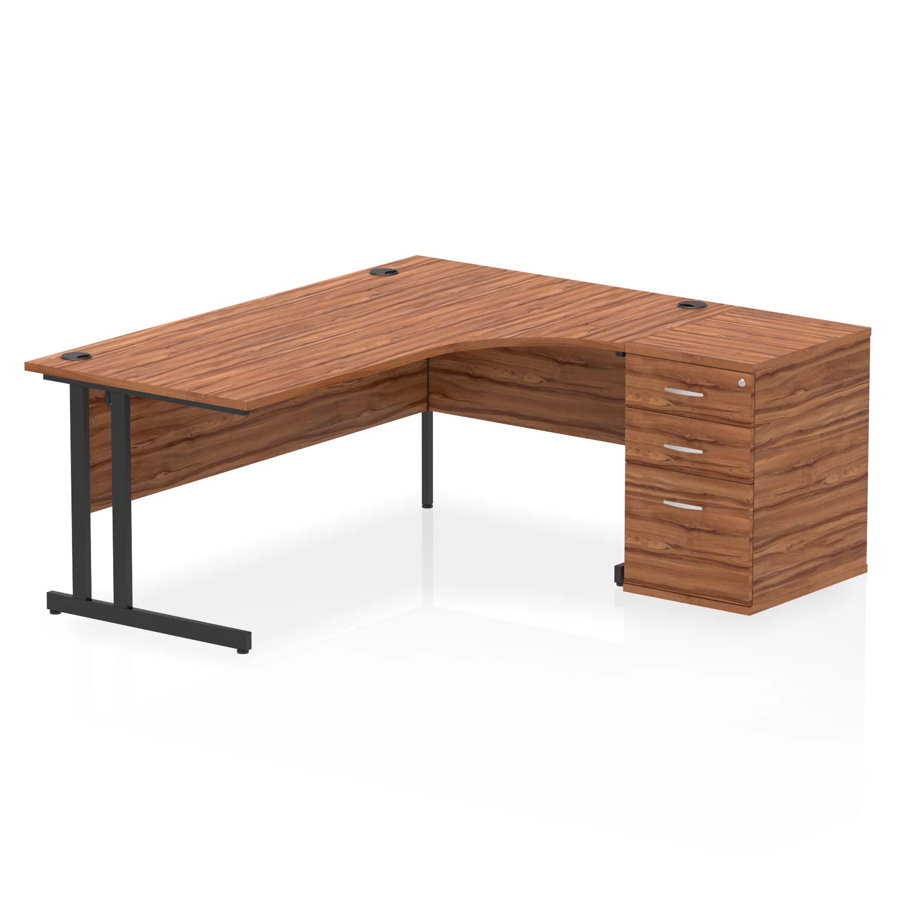 Impulse 1800mm Cantilever Crescent Desk and 600mm Fixed Pedestal Bundle