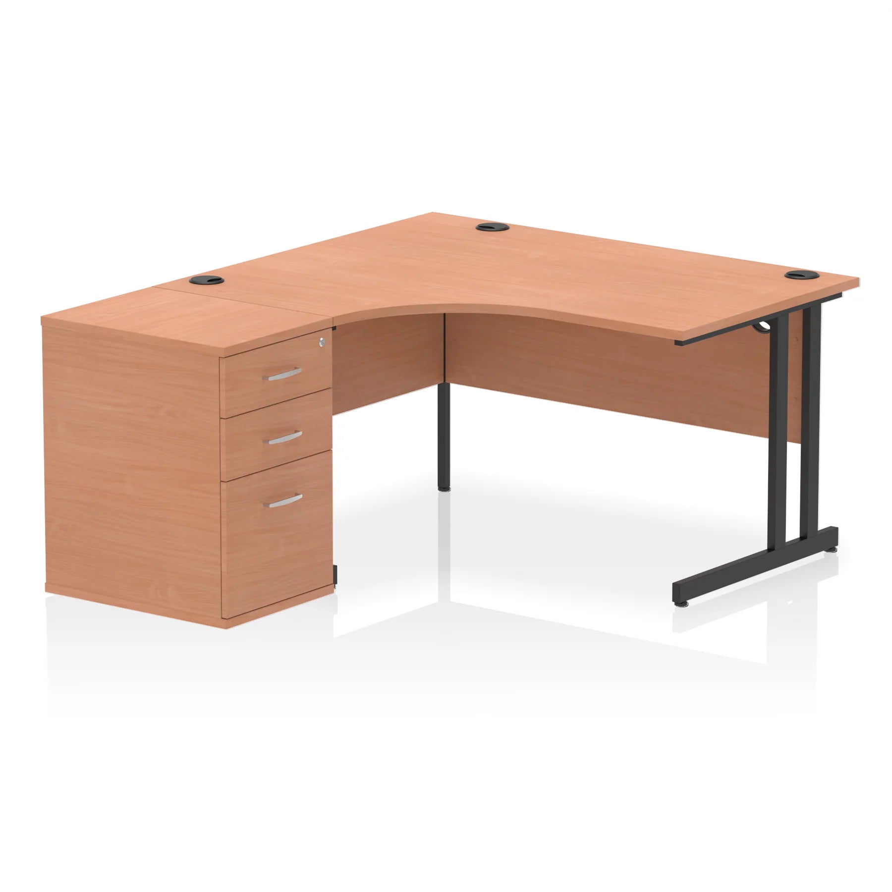 Impulse 1400mm Cantilever Crescent Desk and 600mm Fixed Pedestal Bundle
