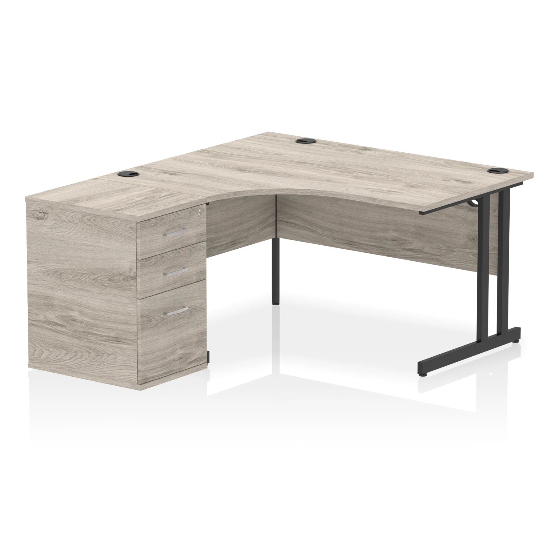 Impulse 1400mm Cantilever Crescent Desk and 600mm Fixed Pedestal Bundle