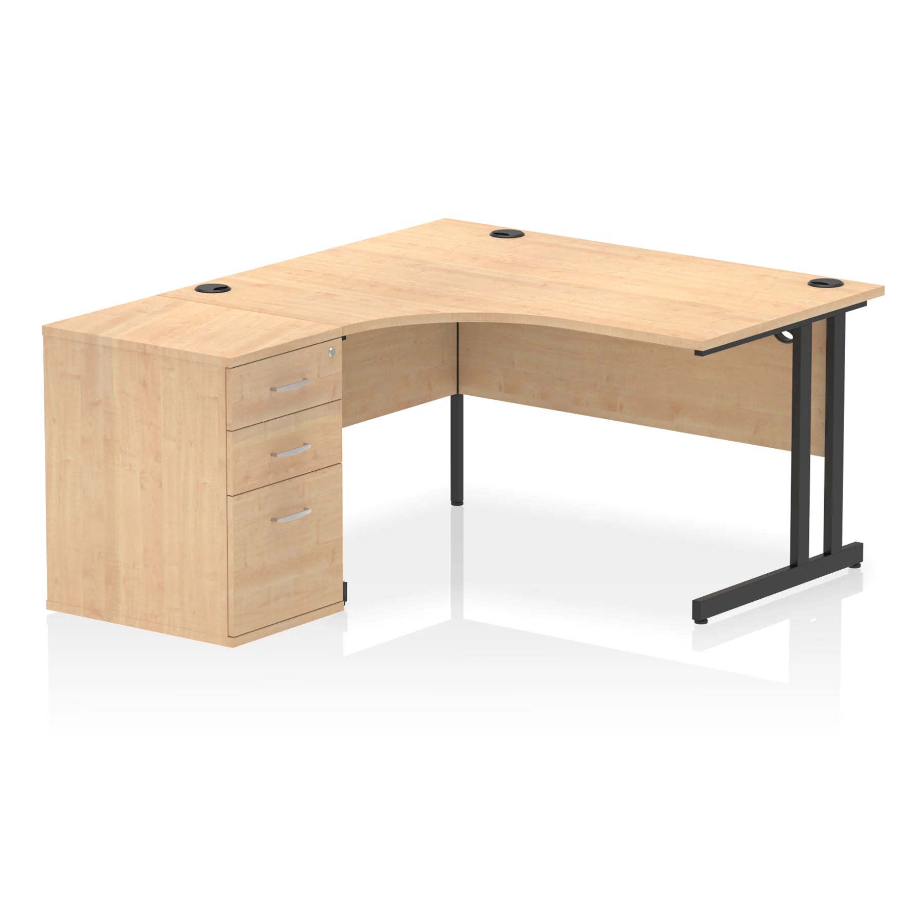Impulse 1400mm Cantilever Crescent Desk and 600mm Fixed Pedestal Bundle