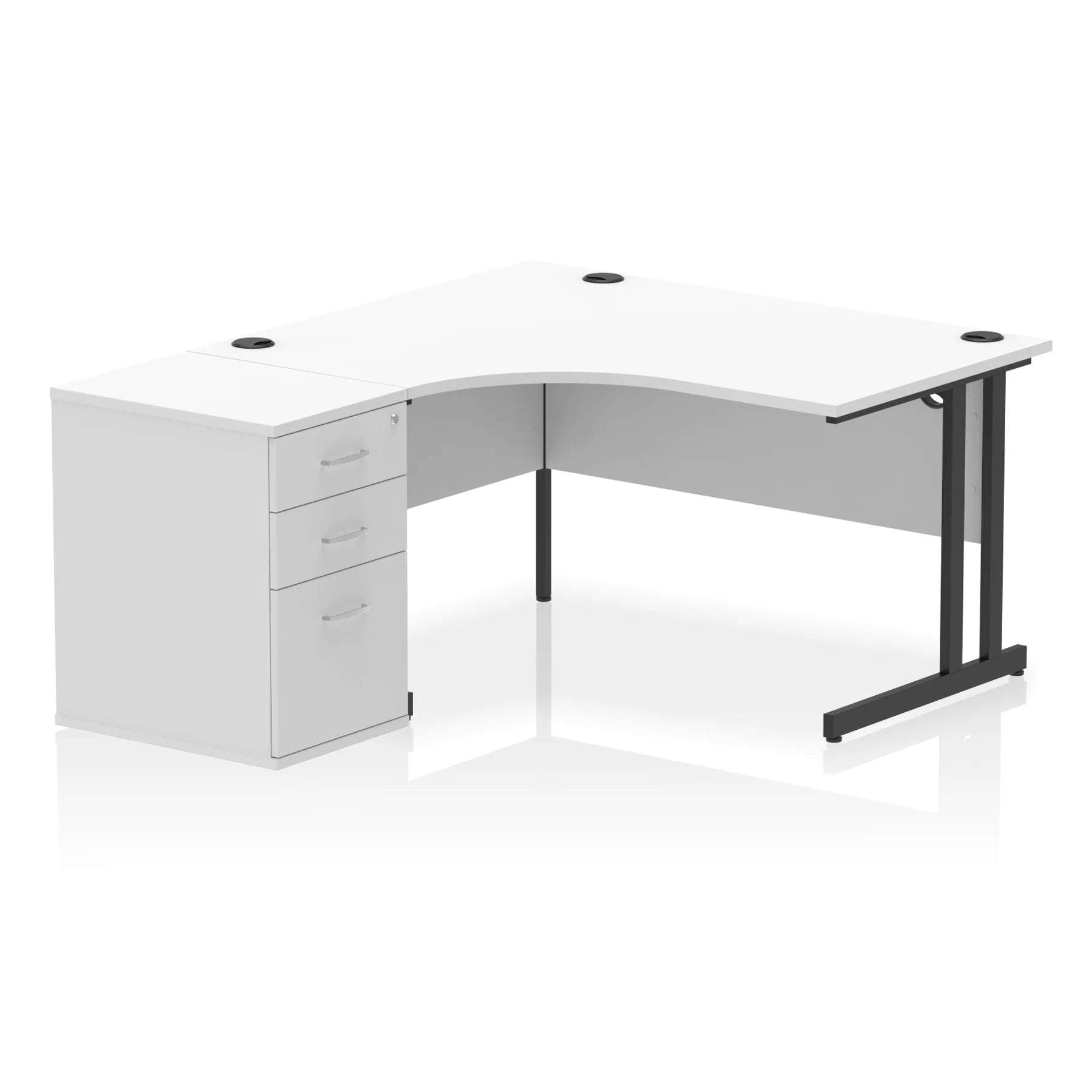 Impulse 1400mm Cantilever Crescent Desk and 600mm Fixed Pedestal Bundle