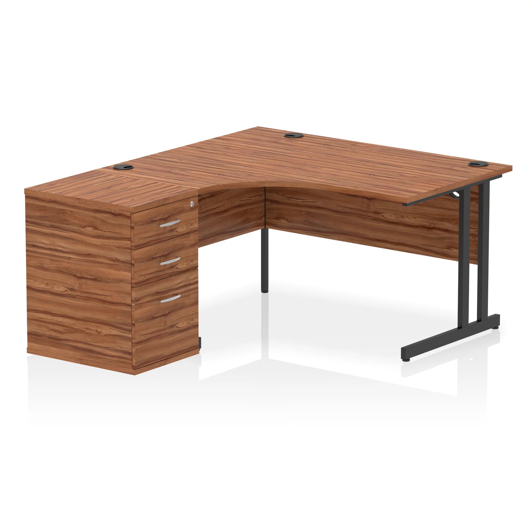 Impulse 1400mm Cantilever Crescent Desk and 600mm Fixed Pedestal Bundle