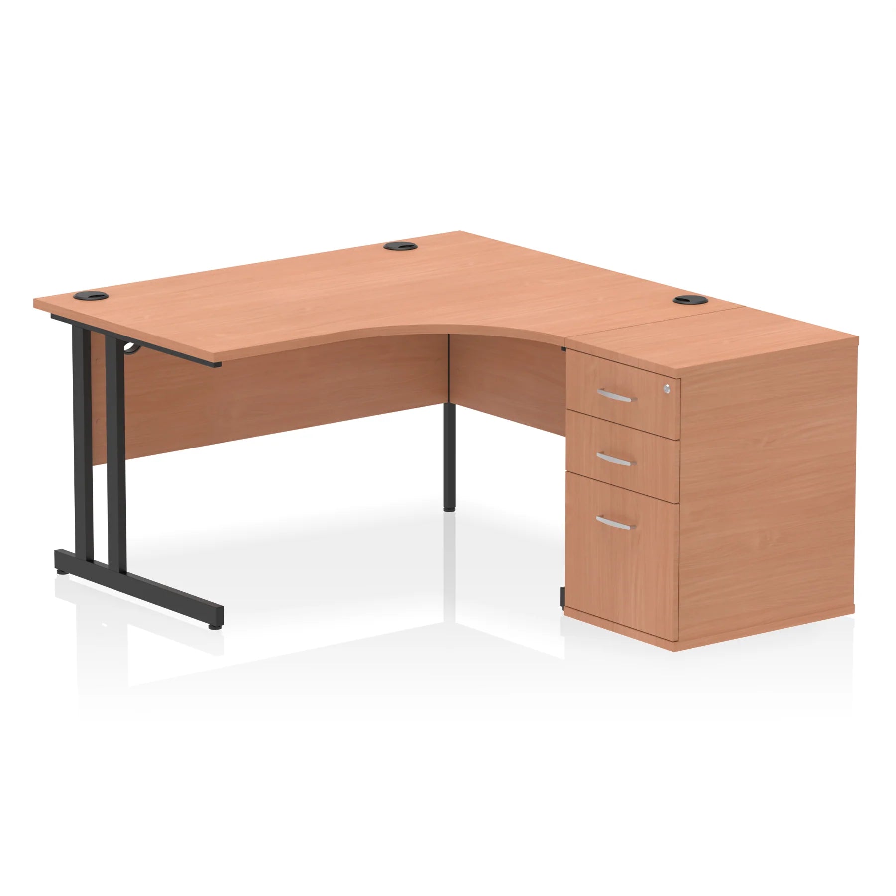 Impulse 1400mm Cantilever Crescent Desk and 600mm Fixed Pedestal Bundle