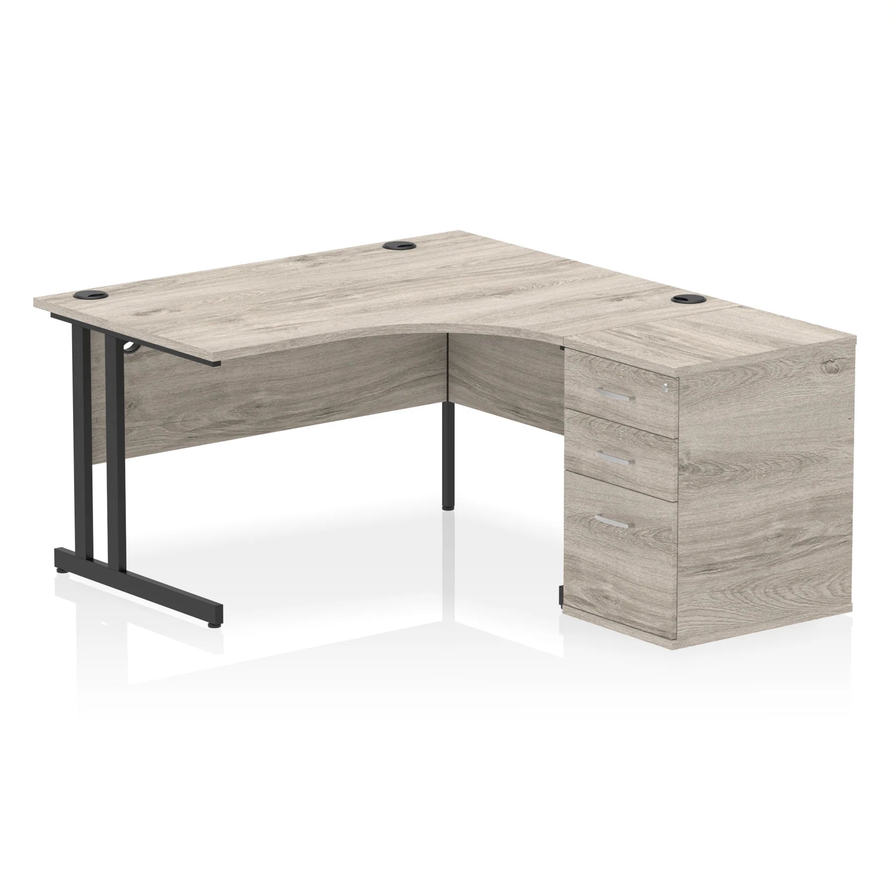 Impulse 1400mm Cantilever Crescent Desk and 600mm Fixed Pedestal Bundle