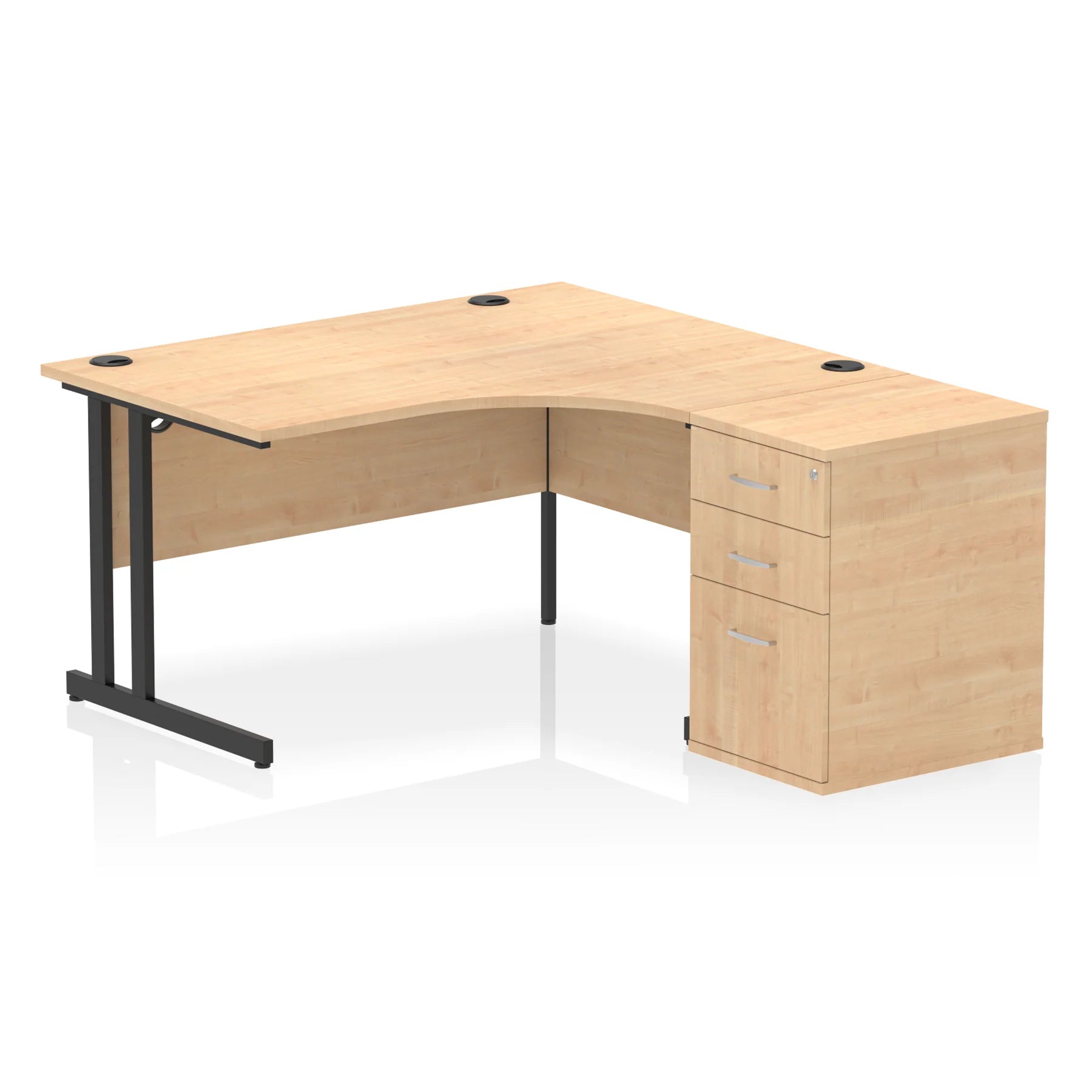 Impulse 1400mm Cantilever Crescent Desk and 600mm Fixed Pedestal Bundle