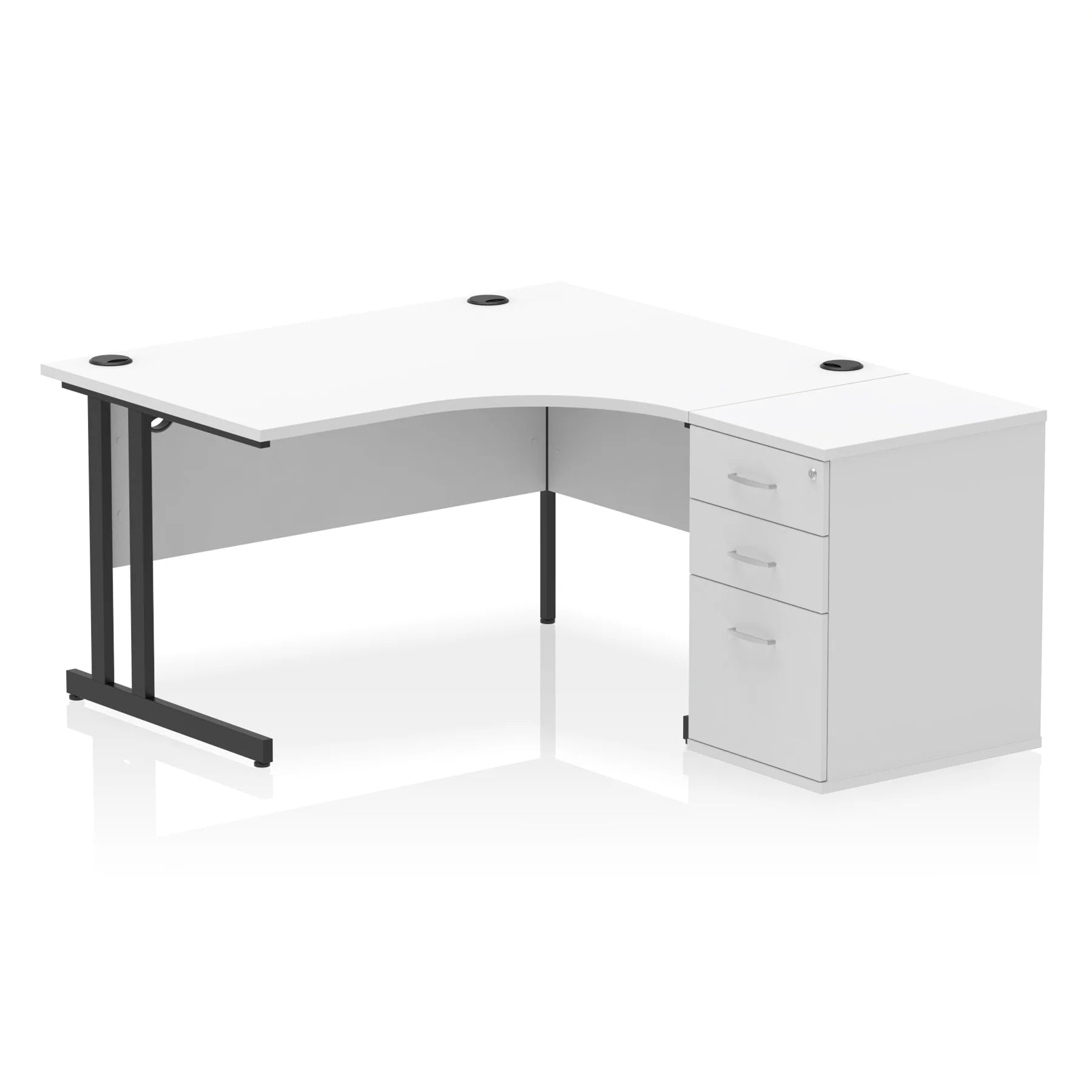 Impulse 1400mm Cantilever Crescent Desk and 600mm Fixed Pedestal Bundle