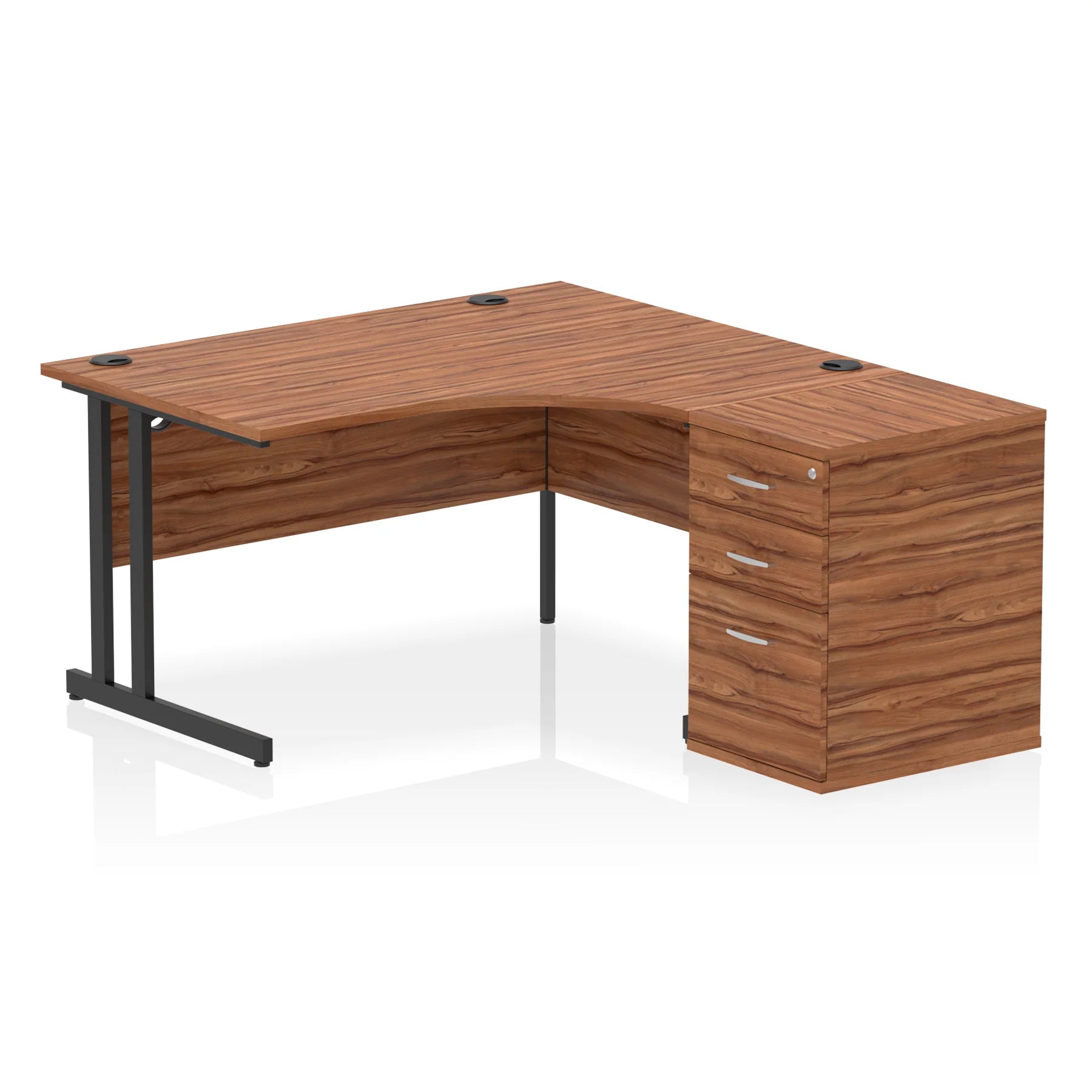Impulse 1400mm Cantilever Crescent Desk and 600mm Fixed Pedestal Bundle