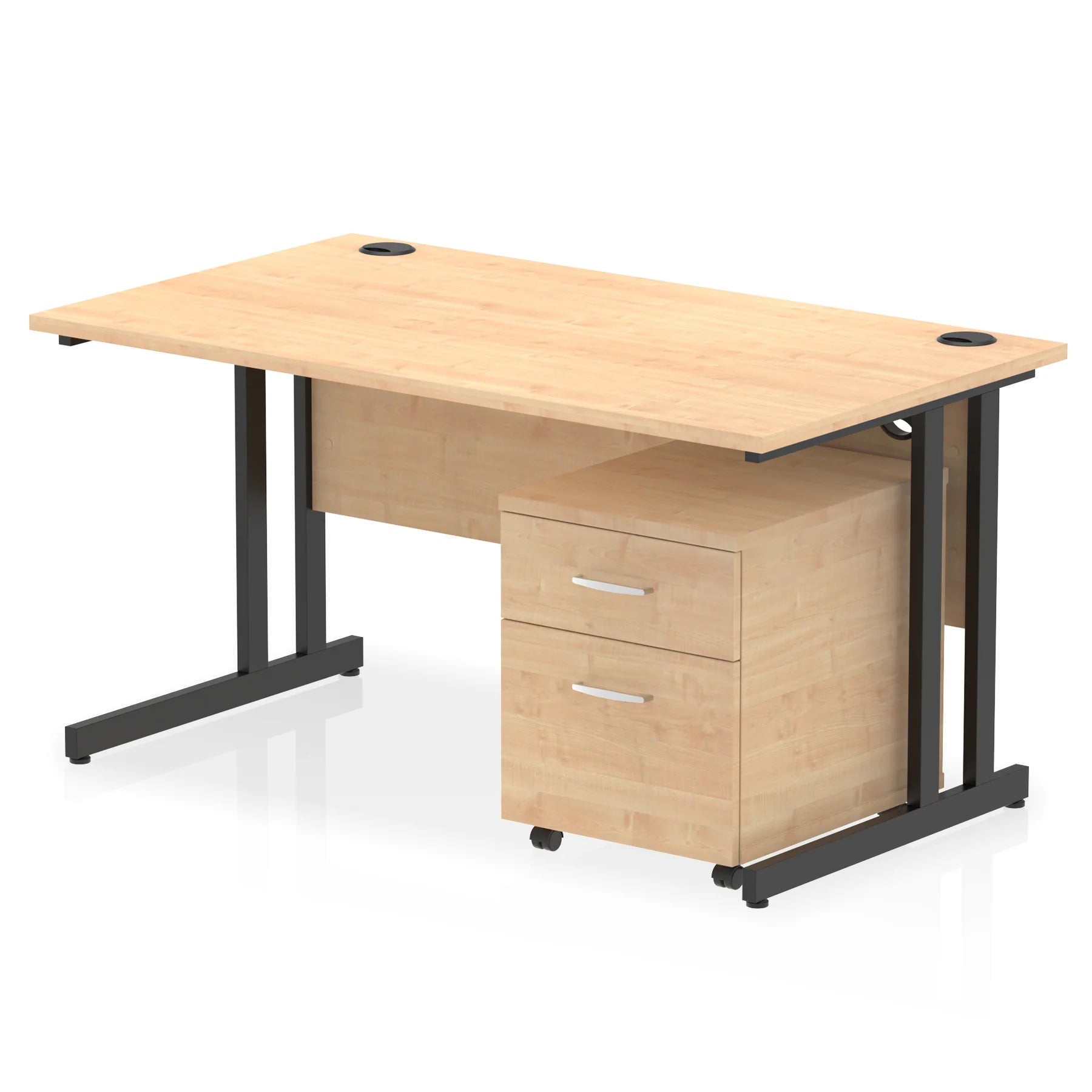 Impulse 1400mm Cantilever Straight Desk With Mobile Pedestal Bundle DY