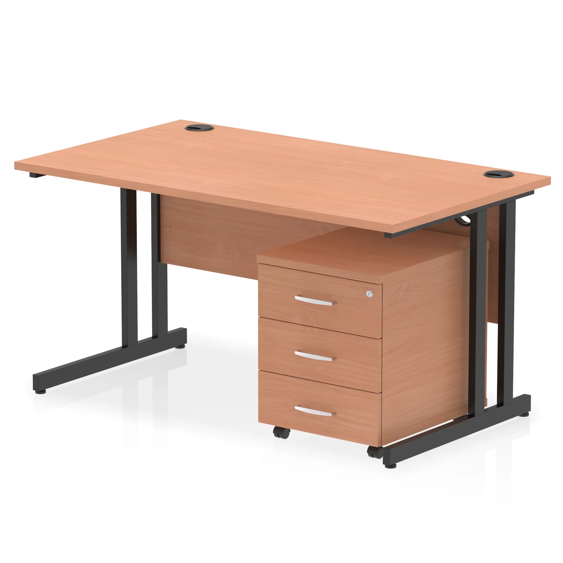 Impulse 1400mm Cantilever Straight Desk With Mobile Pedestal Bundle DY