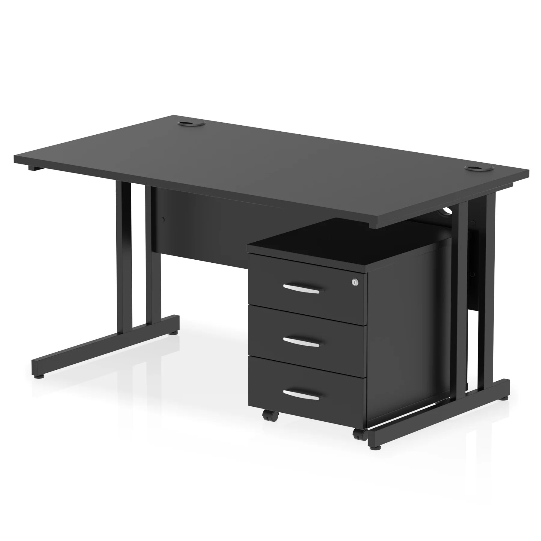 Impulse 1400mm Cantilever Straight Desk With Mobile Pedestal Bundle DY