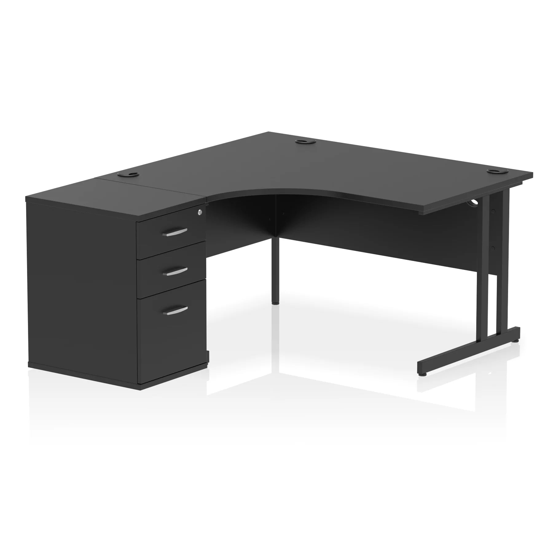 Impulse 1400mm Cantilever Crescent Desk and 600mm Fixed Pedestal Bundle