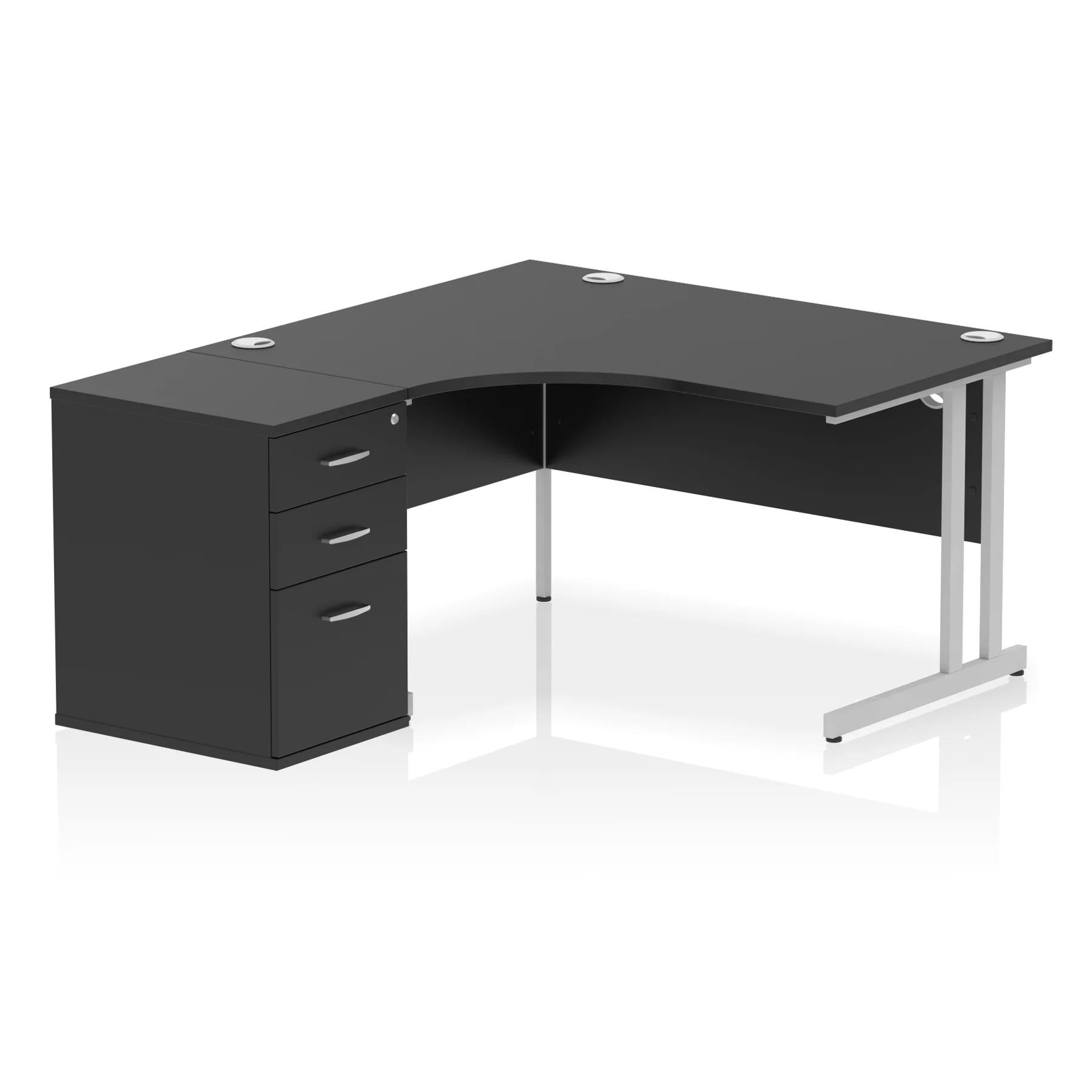 Impulse 1400mm Cantilever Crescent Desk and 600mm Fixed Pedestal Bundle