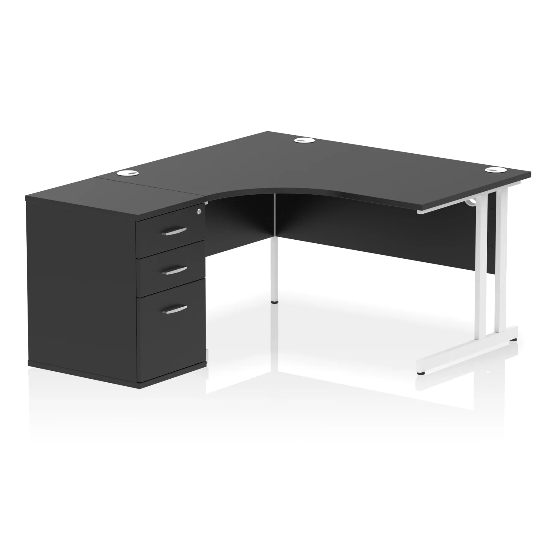 Impulse 1400mm Cantilever Crescent Desk and 600mm Fixed Pedestal Bundle