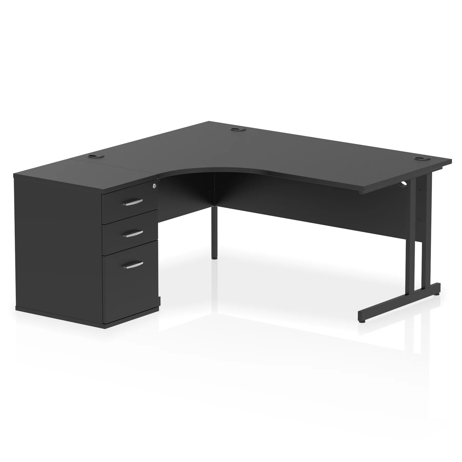 Impulse 1600mm Cantilever Crescent Desk and 600mm Fixed Pedestal Bundle