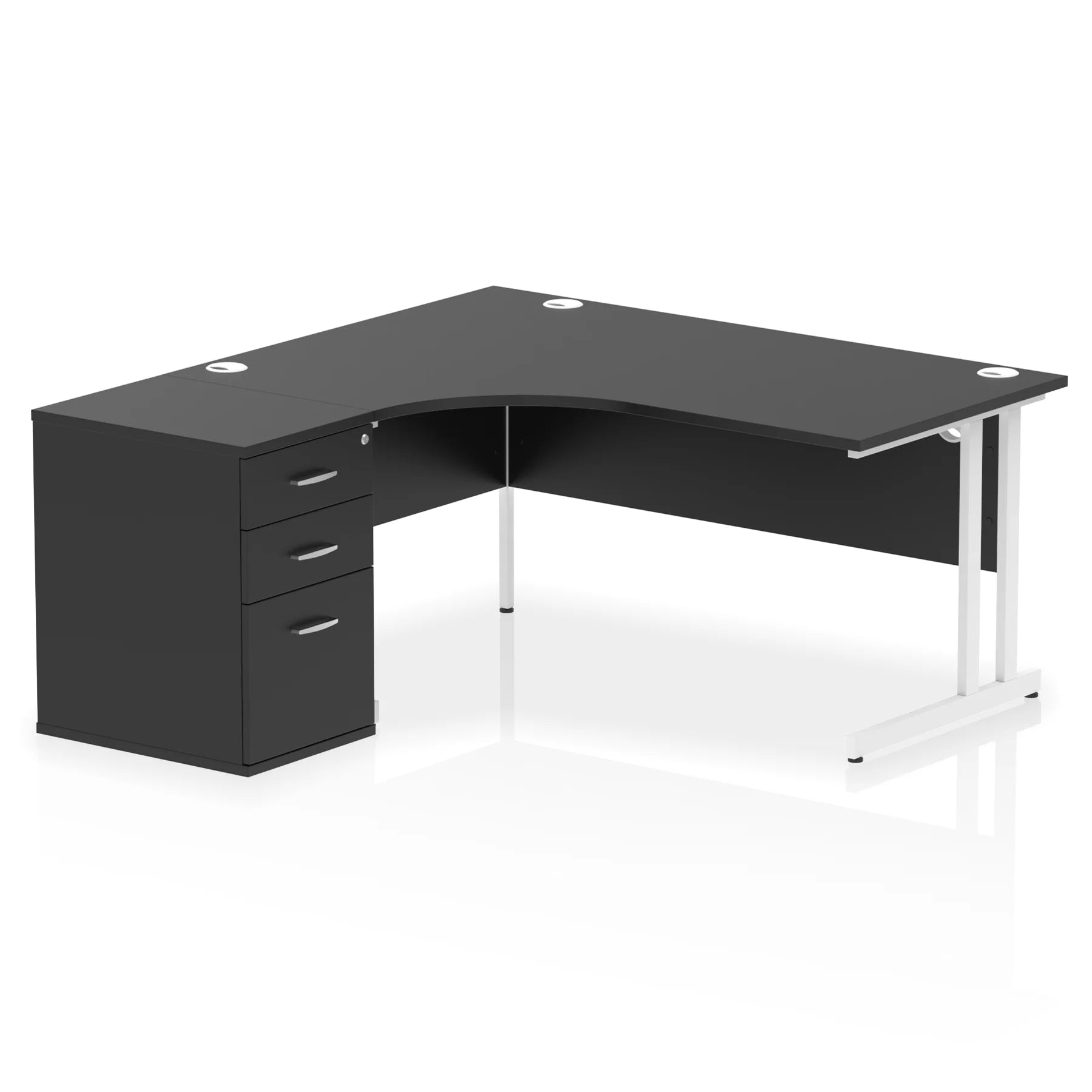 Impulse 1600mm Cantilever Crescent Desk and 600mm Fixed Pedestal Bundle