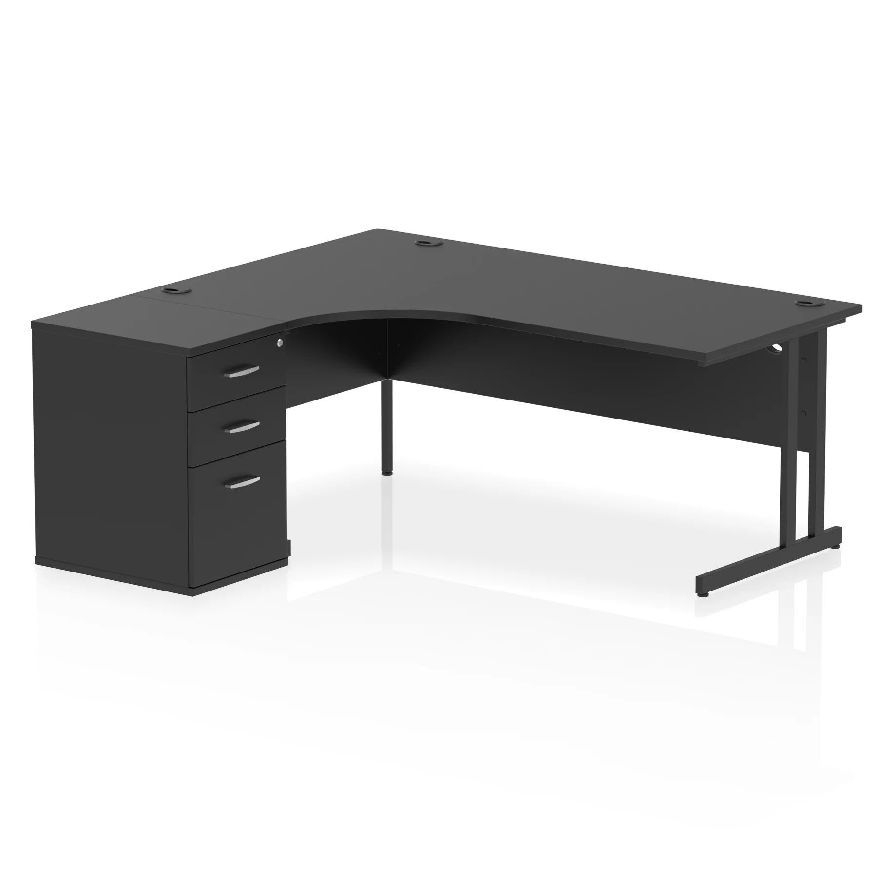 Impulse 1800mm Cantilever Crescent Desk and 600mm Fixed Pedestal Bundle