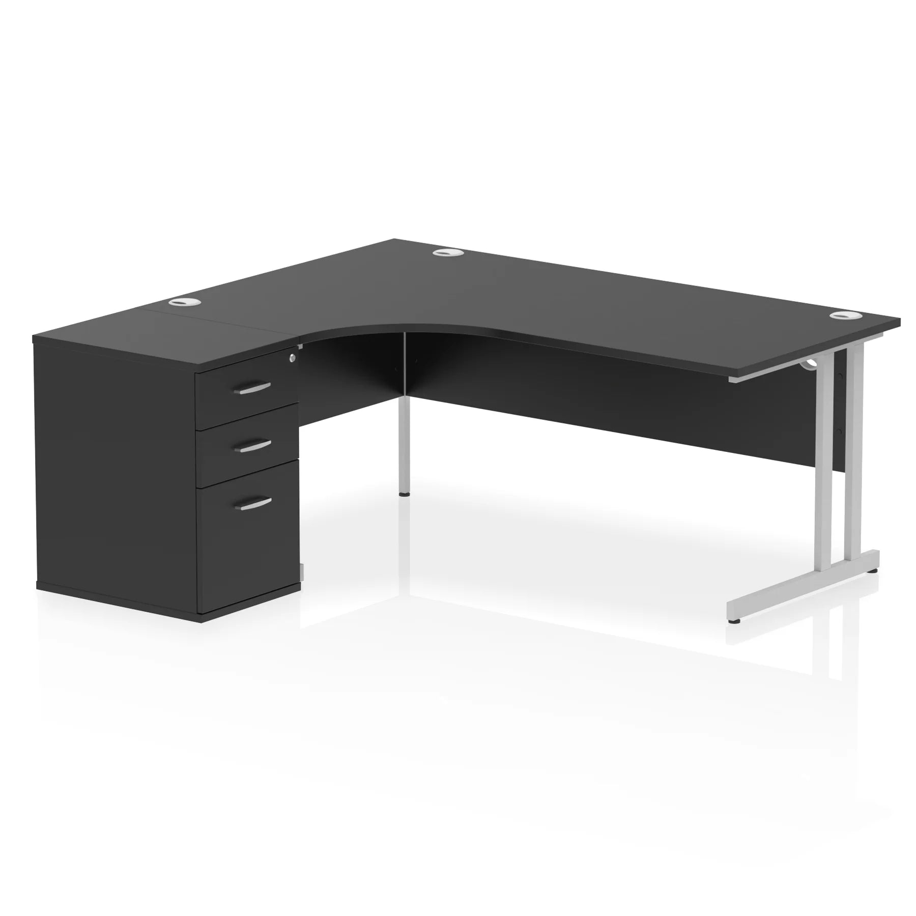 Impulse 1800mm Cantilever Crescent Desk and 600mm Fixed Pedestal Bundle