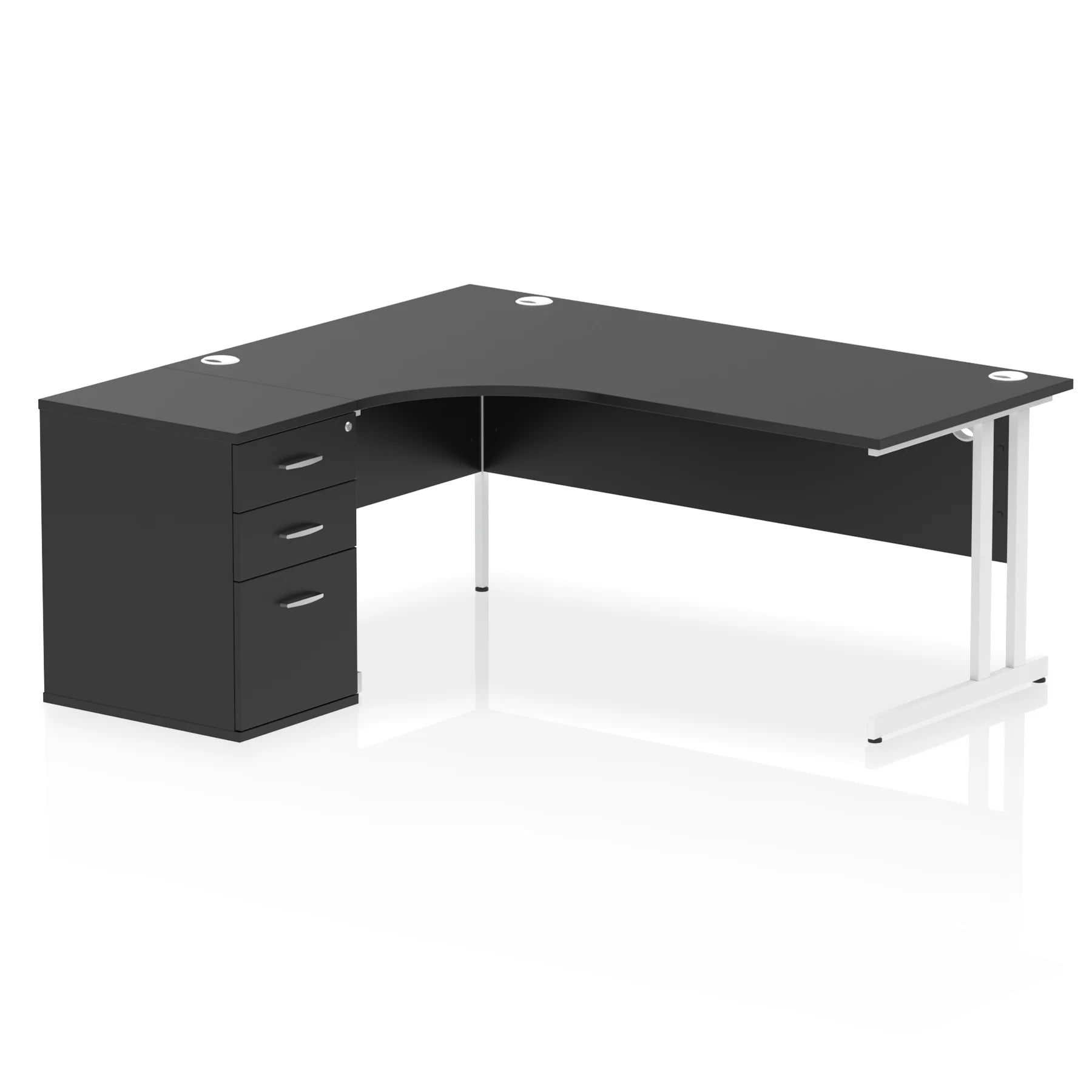 Impulse 1800mm Cantilever Crescent Desk and 600mm Fixed Pedestal Bundle