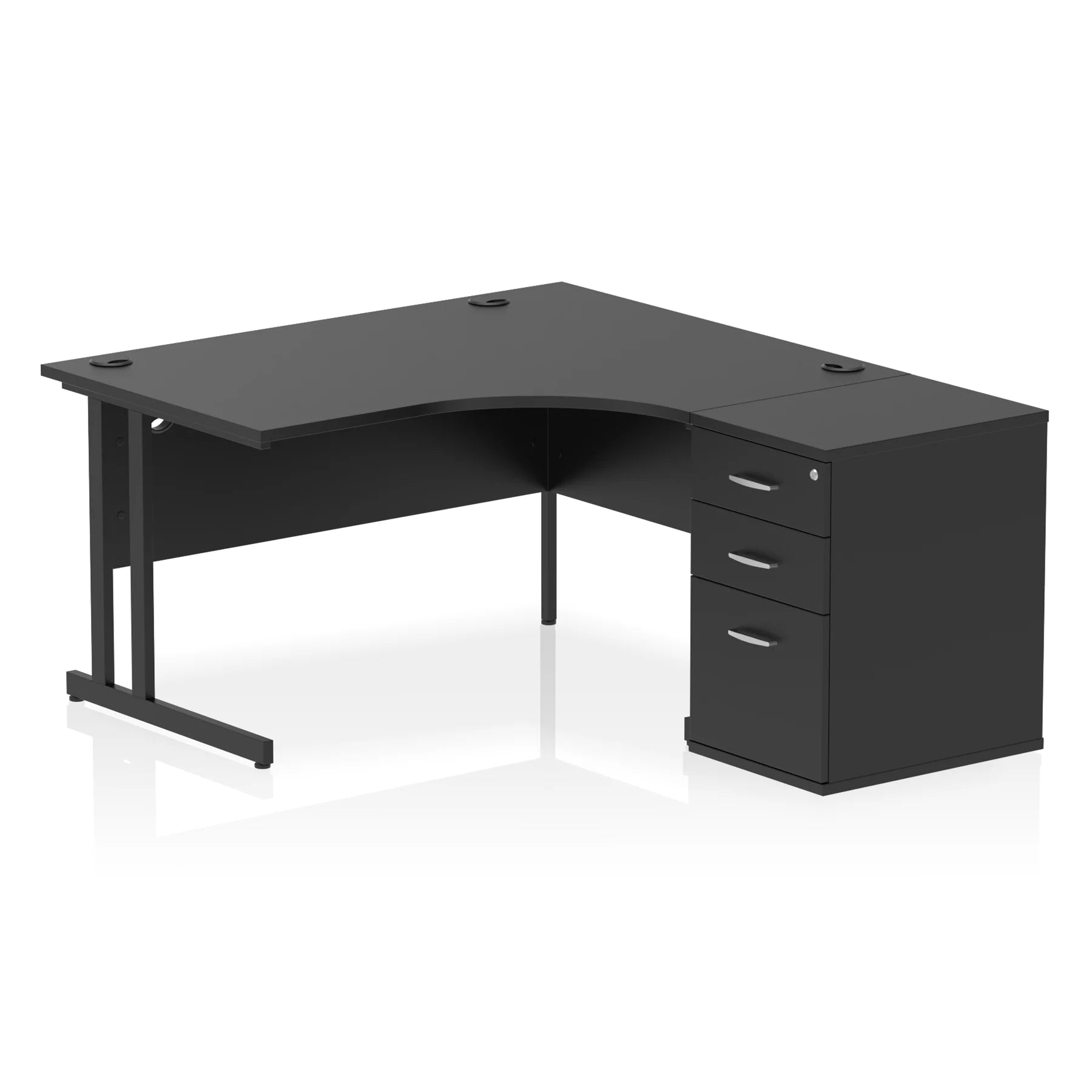 Impulse 1400mm Cantilever Crescent Desk and 600mm Fixed Pedestal Bundle