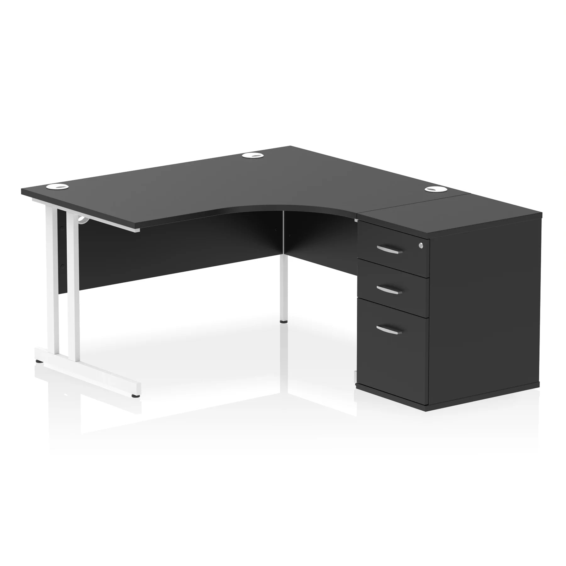 Impulse 1400mm Cantilever Crescent Desk and 600mm Fixed Pedestal Bundle