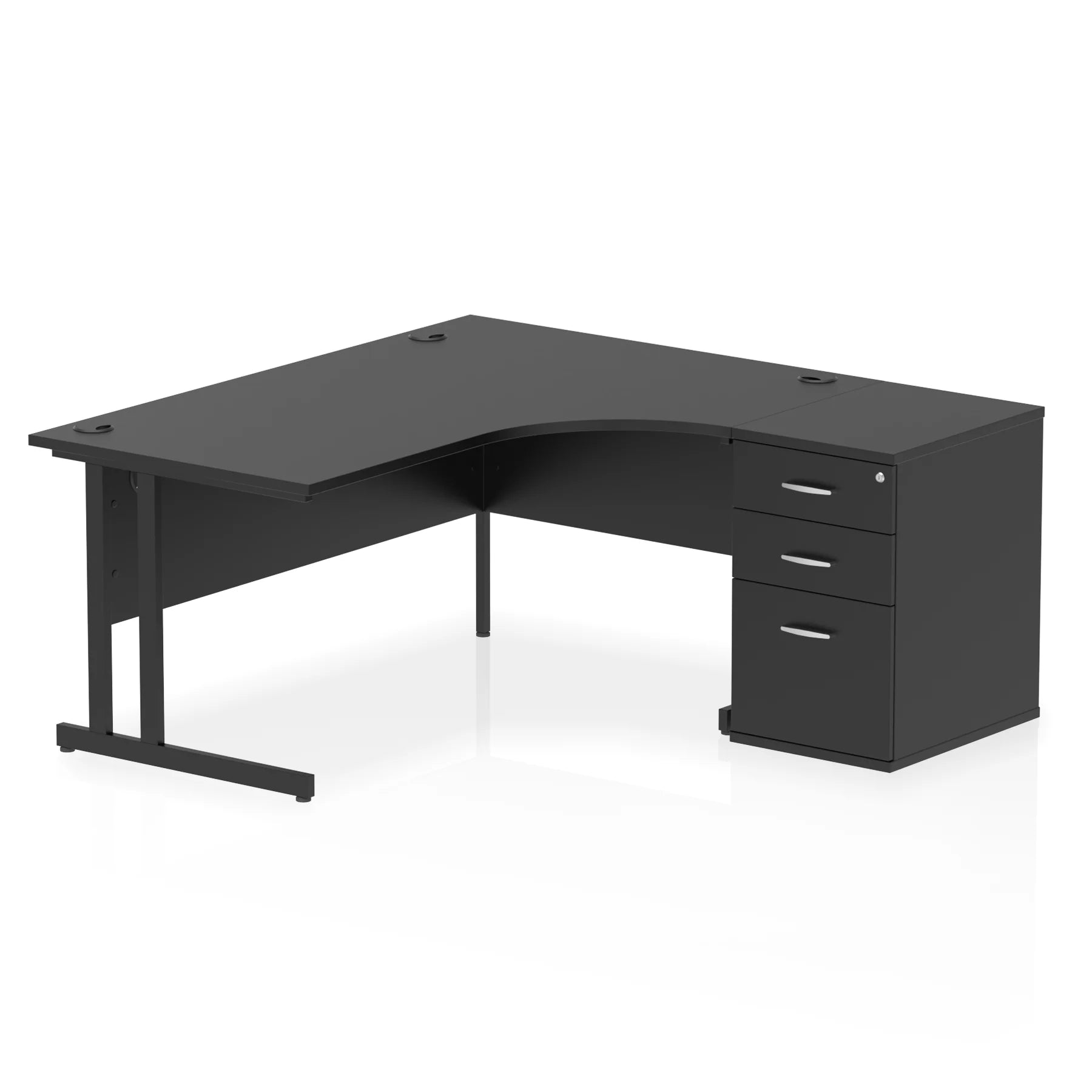 Impulse 1600mm Cantilever Crescent Desk and 600mm Fixed Pedestal Bundle