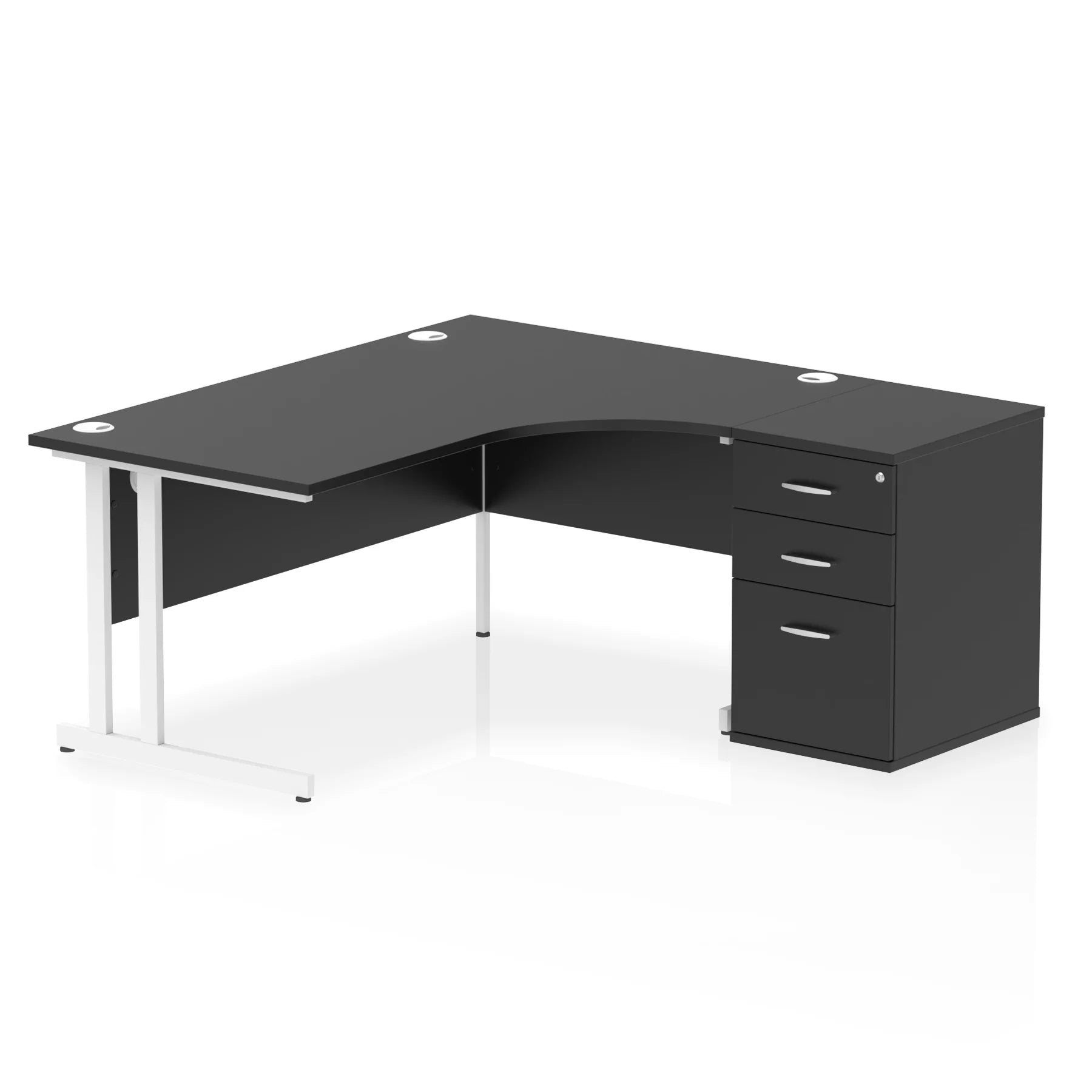 Impulse 1600mm Cantilever Crescent Desk and 600mm Fixed Pedestal Bundle