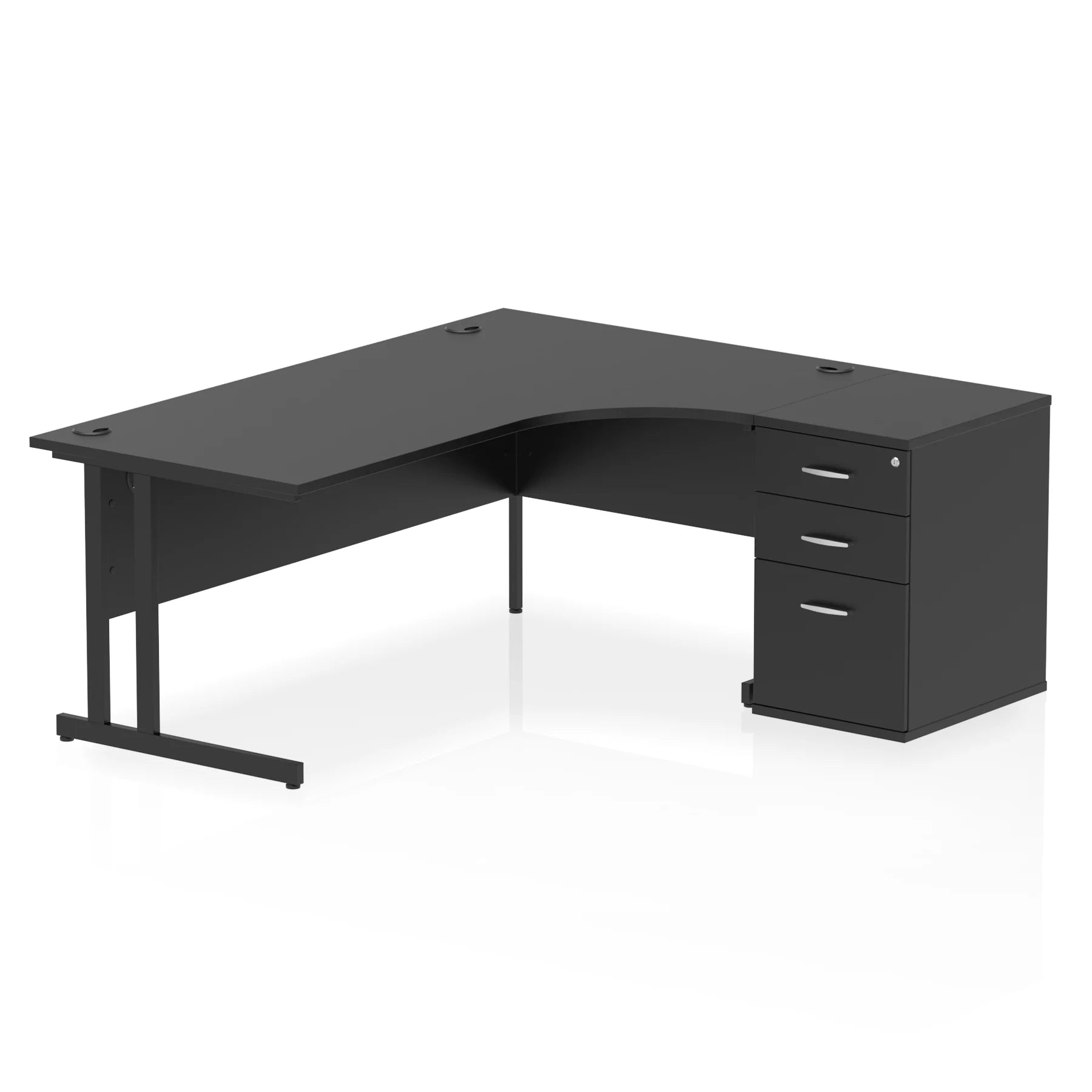 Impulse 1800mm Cantilever Crescent Desk and 600mm Fixed Pedestal Bundle