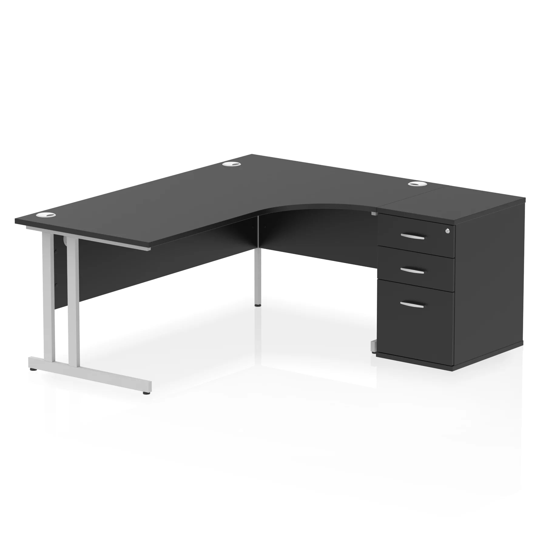 Impulse 1800mm Cantilever Crescent Desk and 600mm Fixed Pedestal Bundle