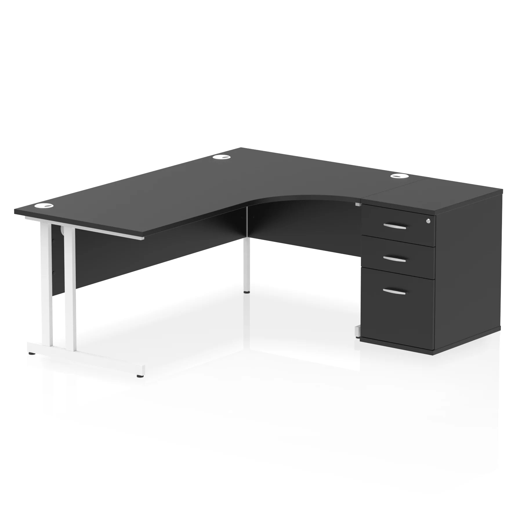 Impulse 1800mm Cantilever Crescent Desk and 600mm Fixed Pedestal Bundle