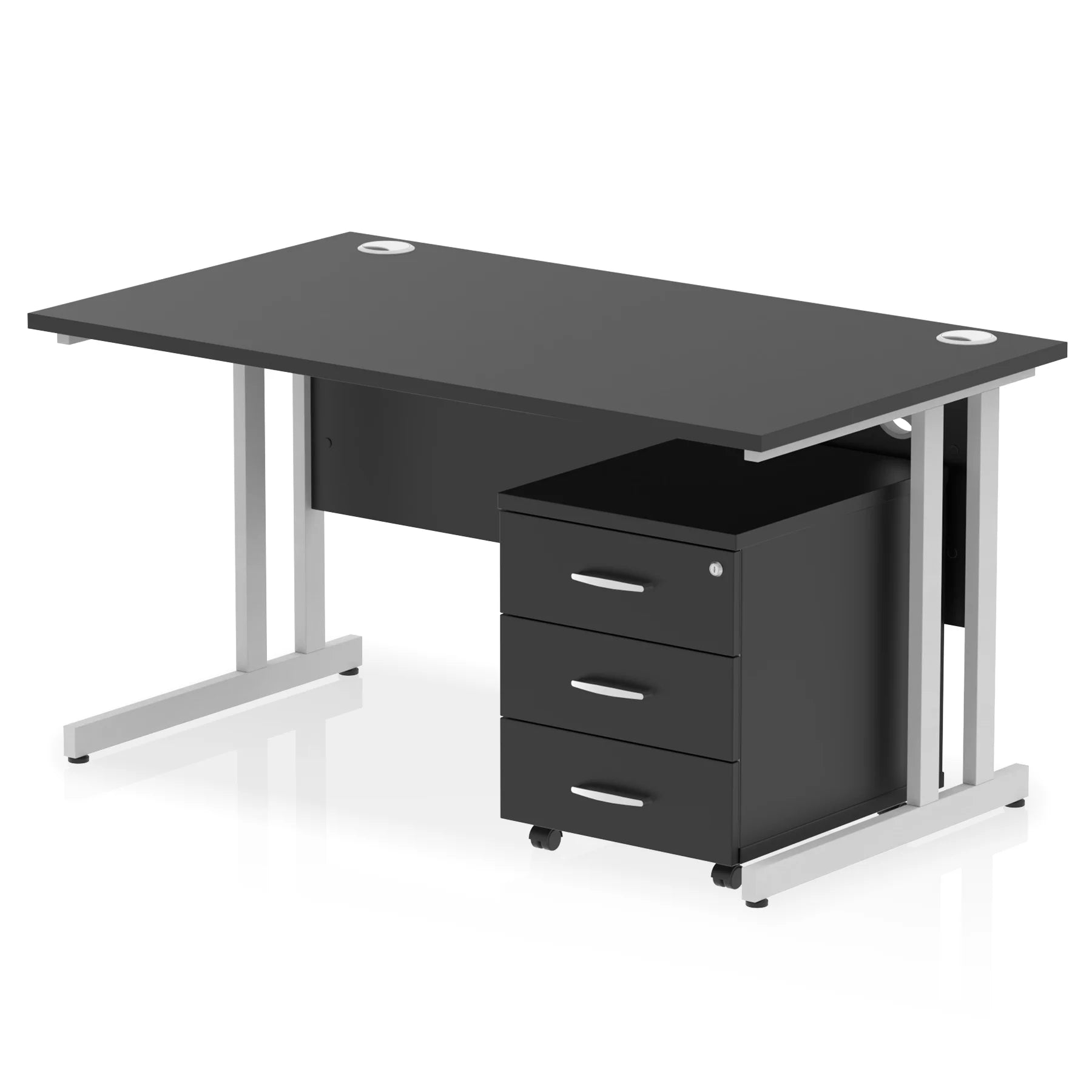 Impulse 1400mm Cantilever Straight Desk With Mobile Pedestal Bundle DY