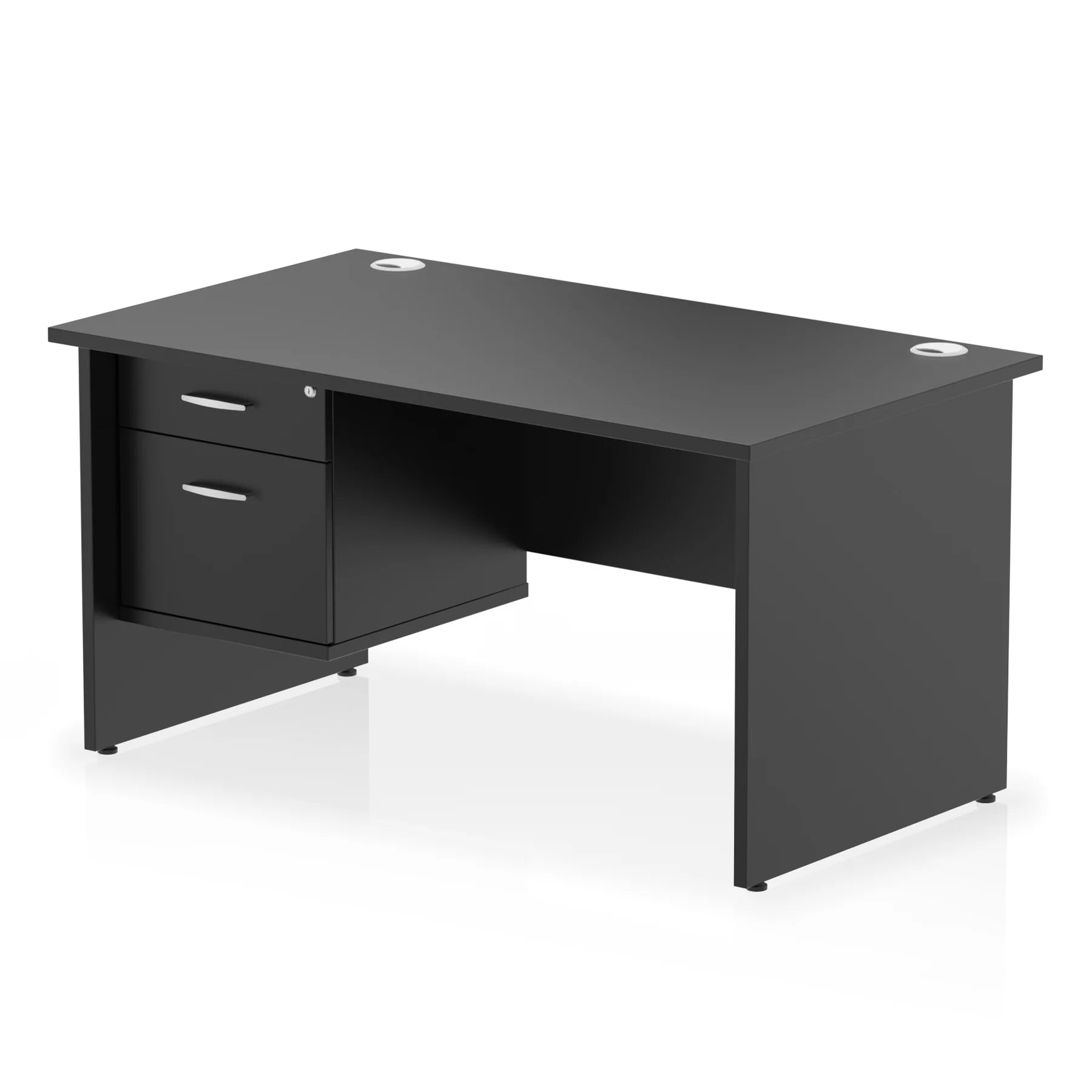 Impulse 1400mm Panel End Straight Desk With Single Fixed Pedestal Bundle DY