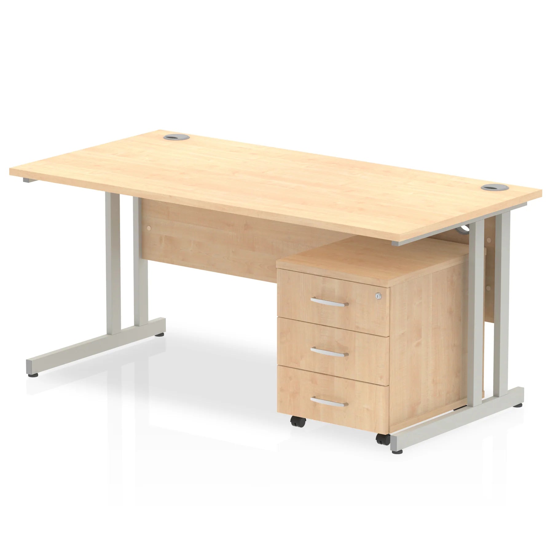 Impulse 1600mm Cantilever Straight Desk With Mobile Pedestal Bundle DY