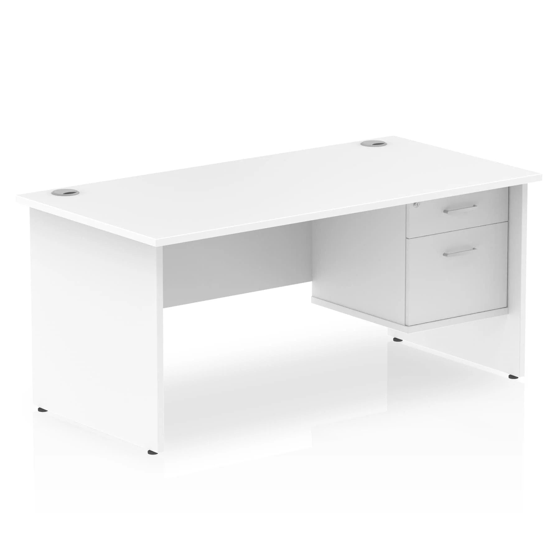 Impulse 1600mm Panel End Straight Desk With Single Fixed Pedestal Bundle DY