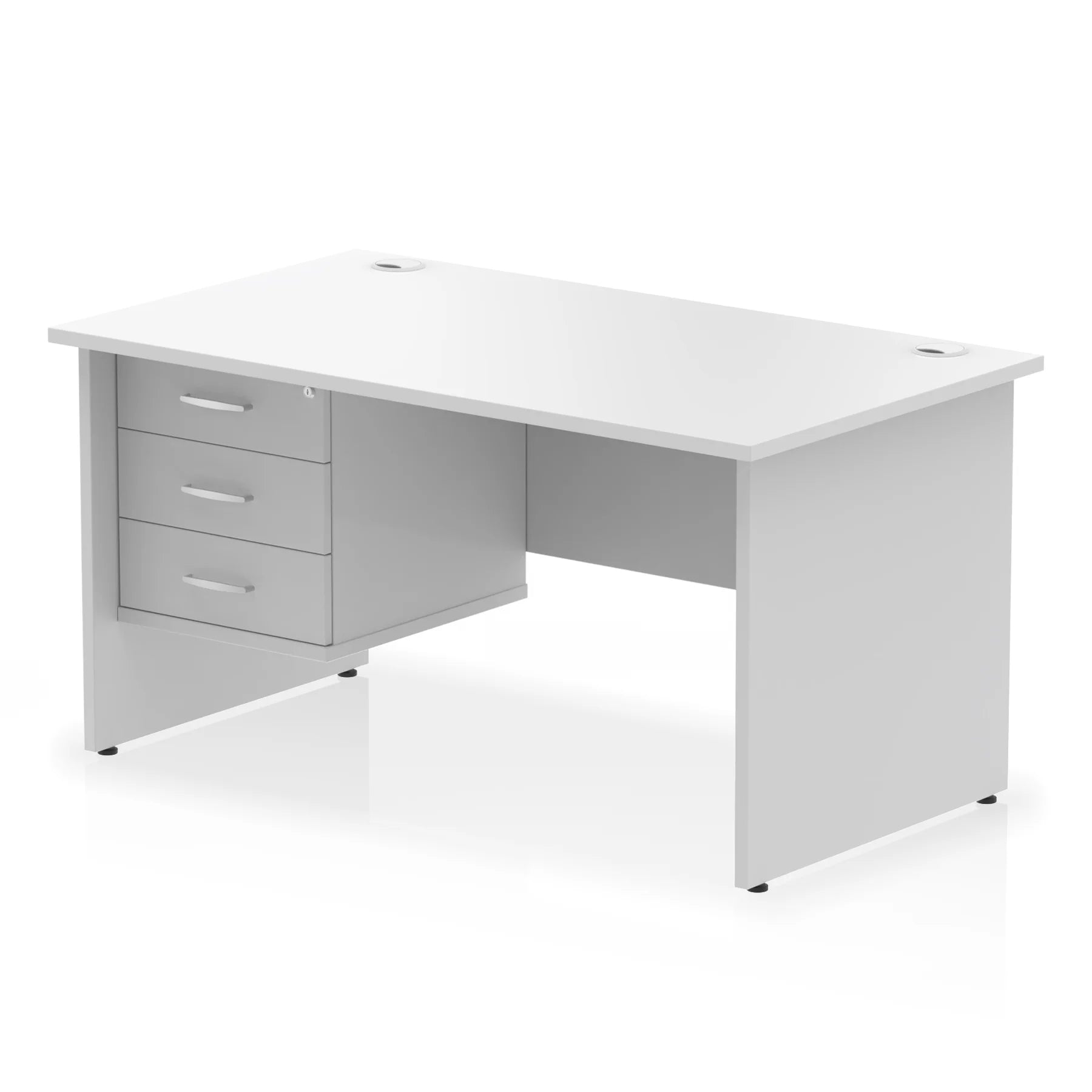 Impulse 1400mm Panel End Straight Desk With Single Fixed Pedestal Bundle DY