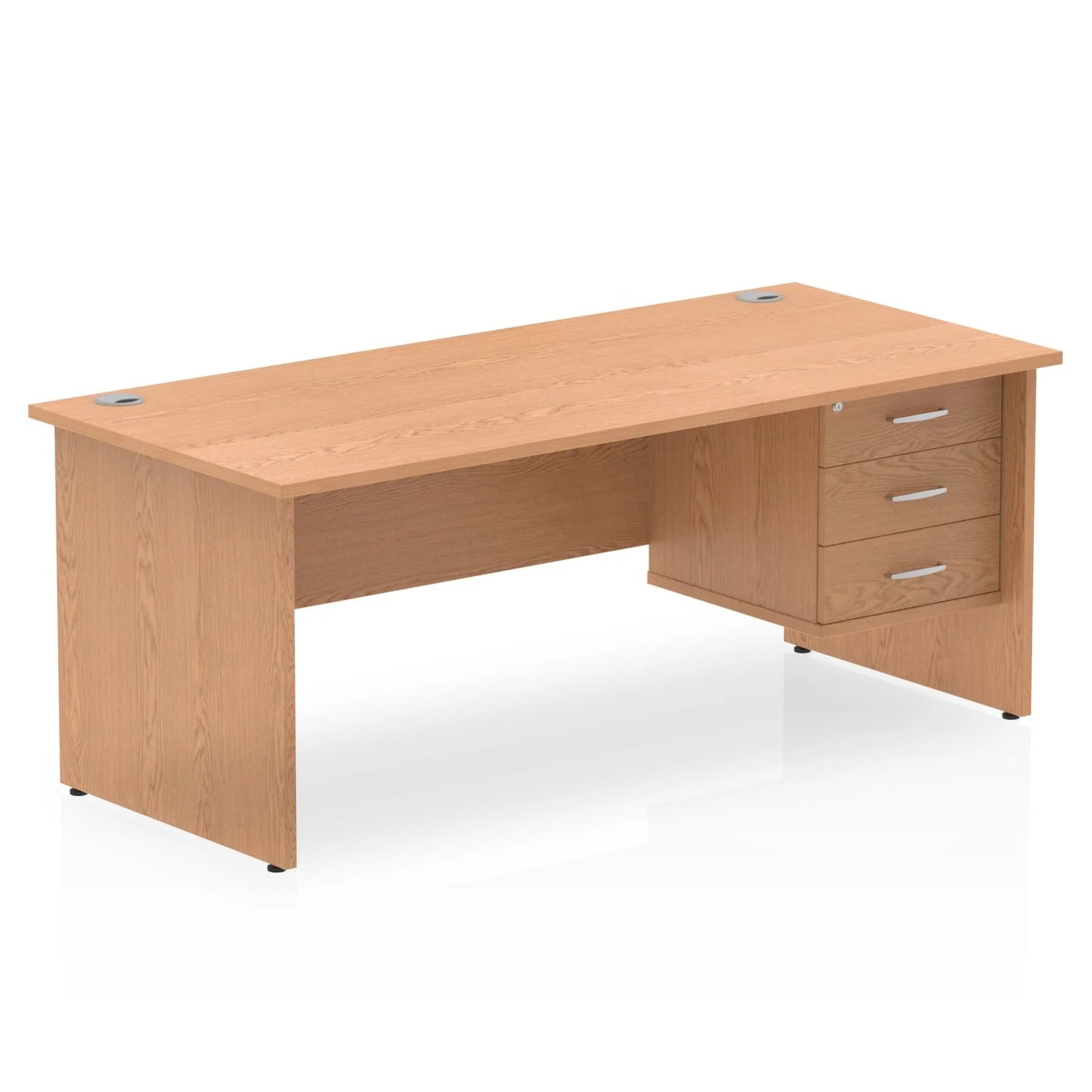 Impulse 1800mm x 800mm Panel End Straight Desk With Single Fixed Pedestal Bundle DY Oak