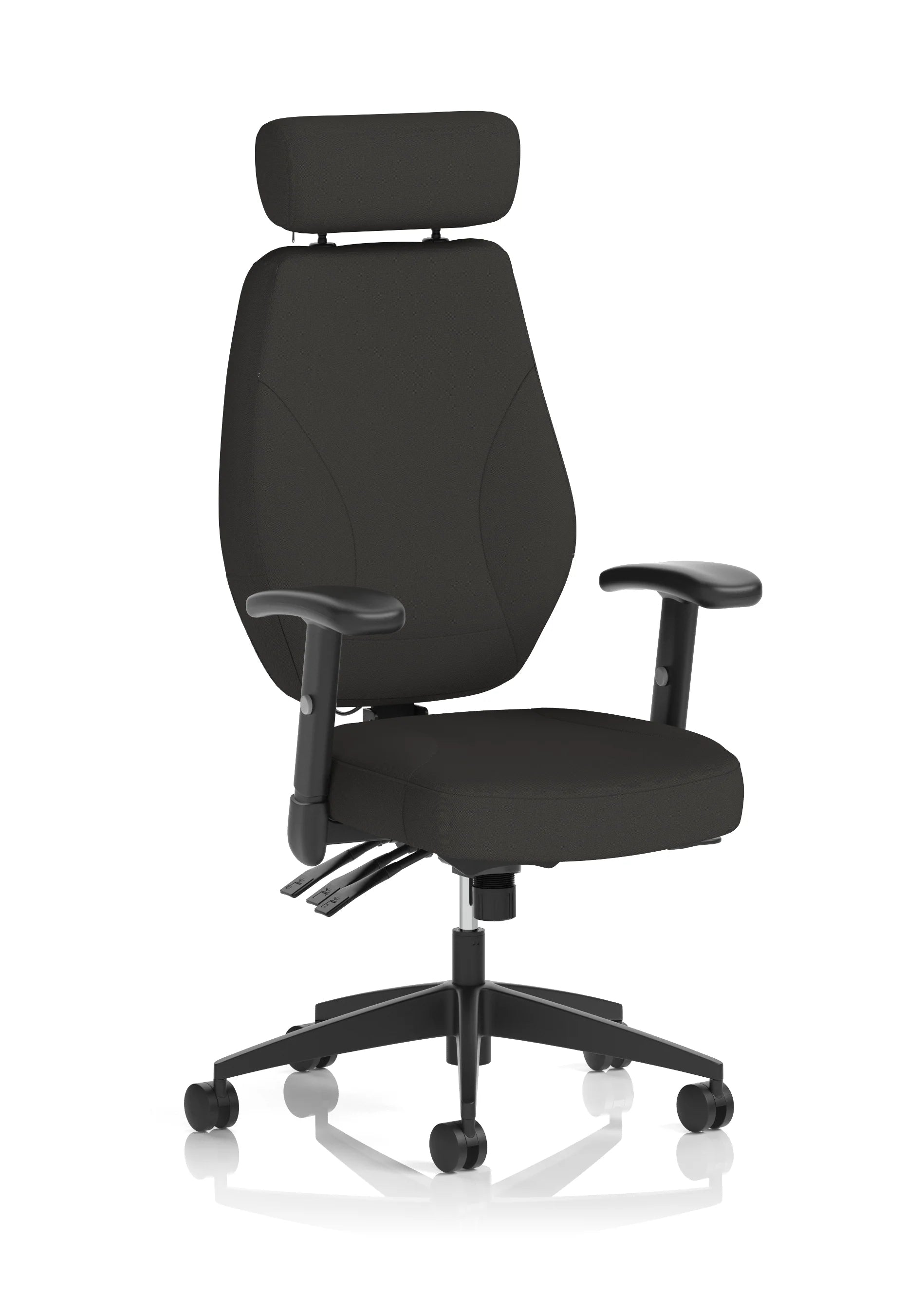 Nexus High Back Black Fabric Ergonomic Task Operator Office Chair with Arms and Headrest DY