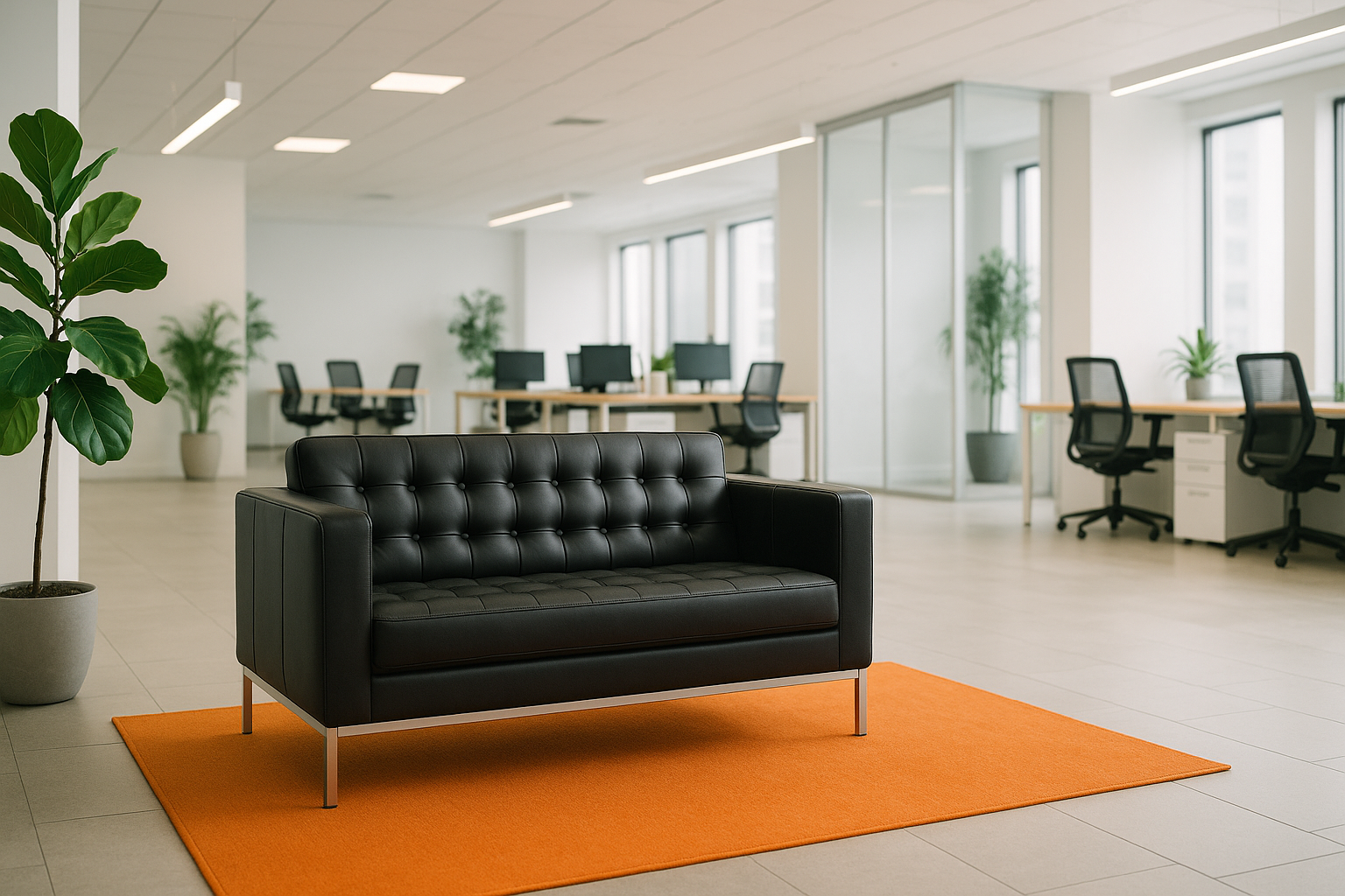 Venice Italian Style Two Seater Sofa in Black