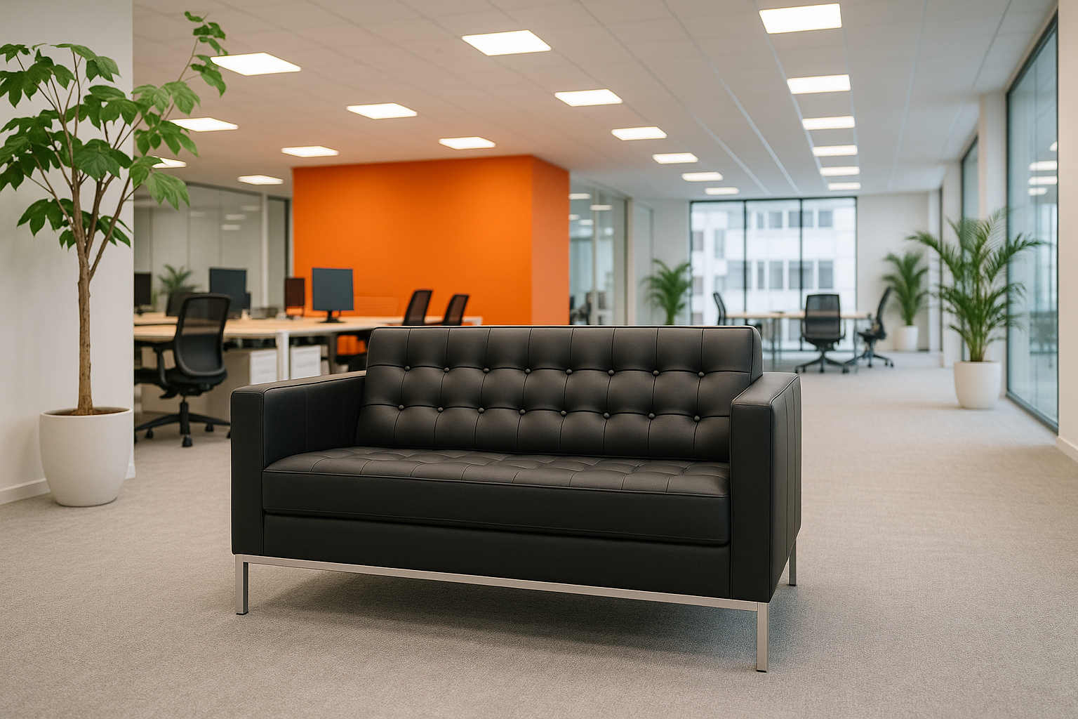 Venice Italian Style Three Seater Sofa in Black