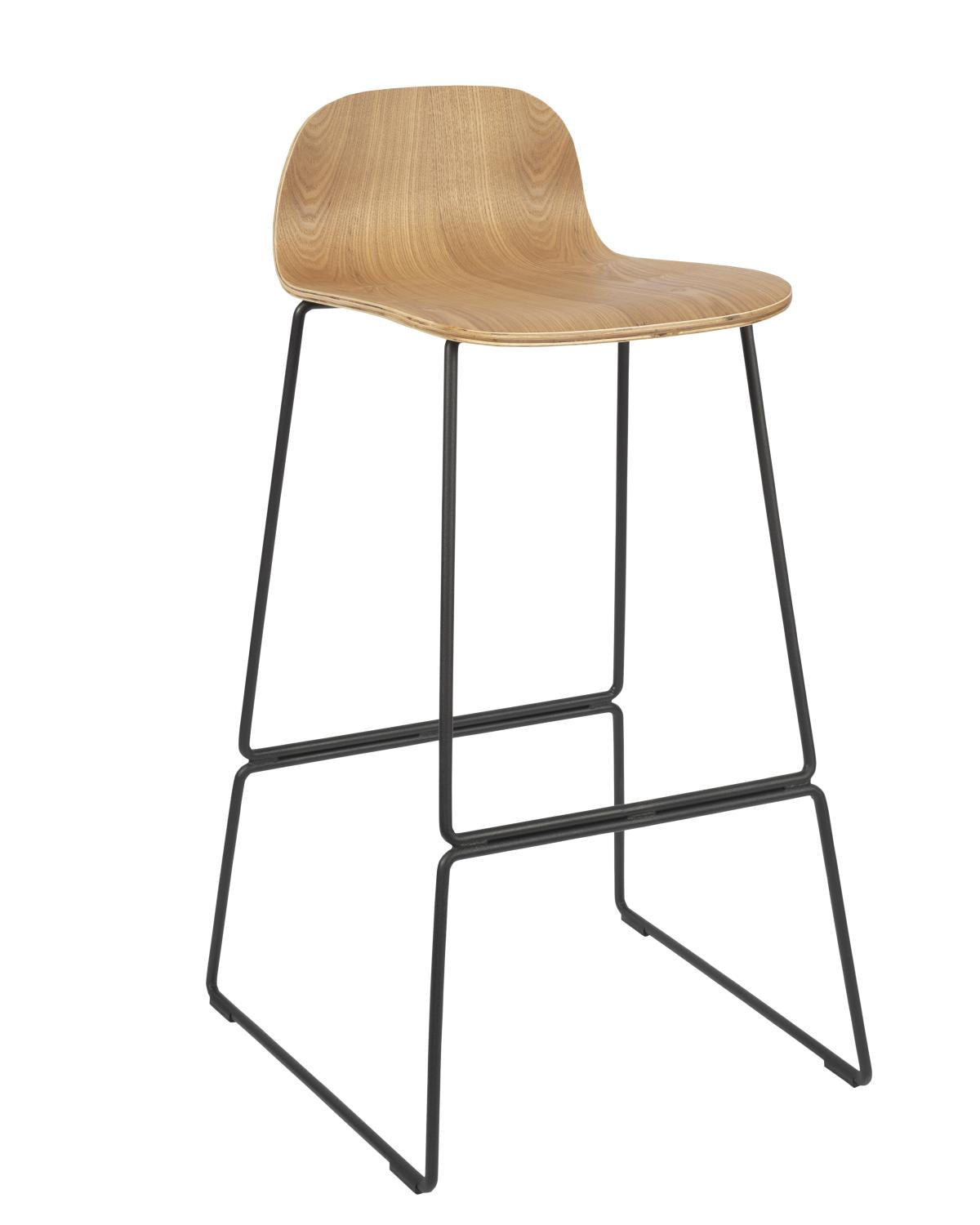 Nordic Stool with Black Metal Sled Base