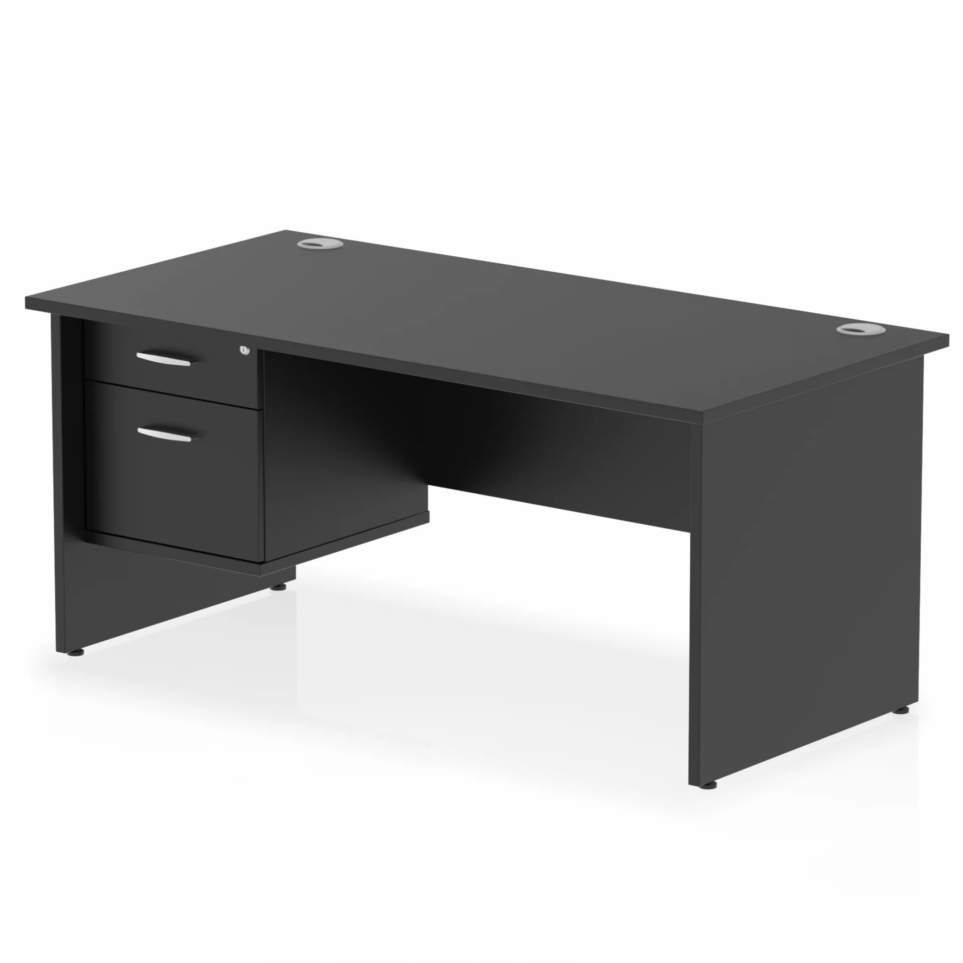 Impulse 1600mm Panel End Straight Desk With Single Fixed Pedestal Bundle DY