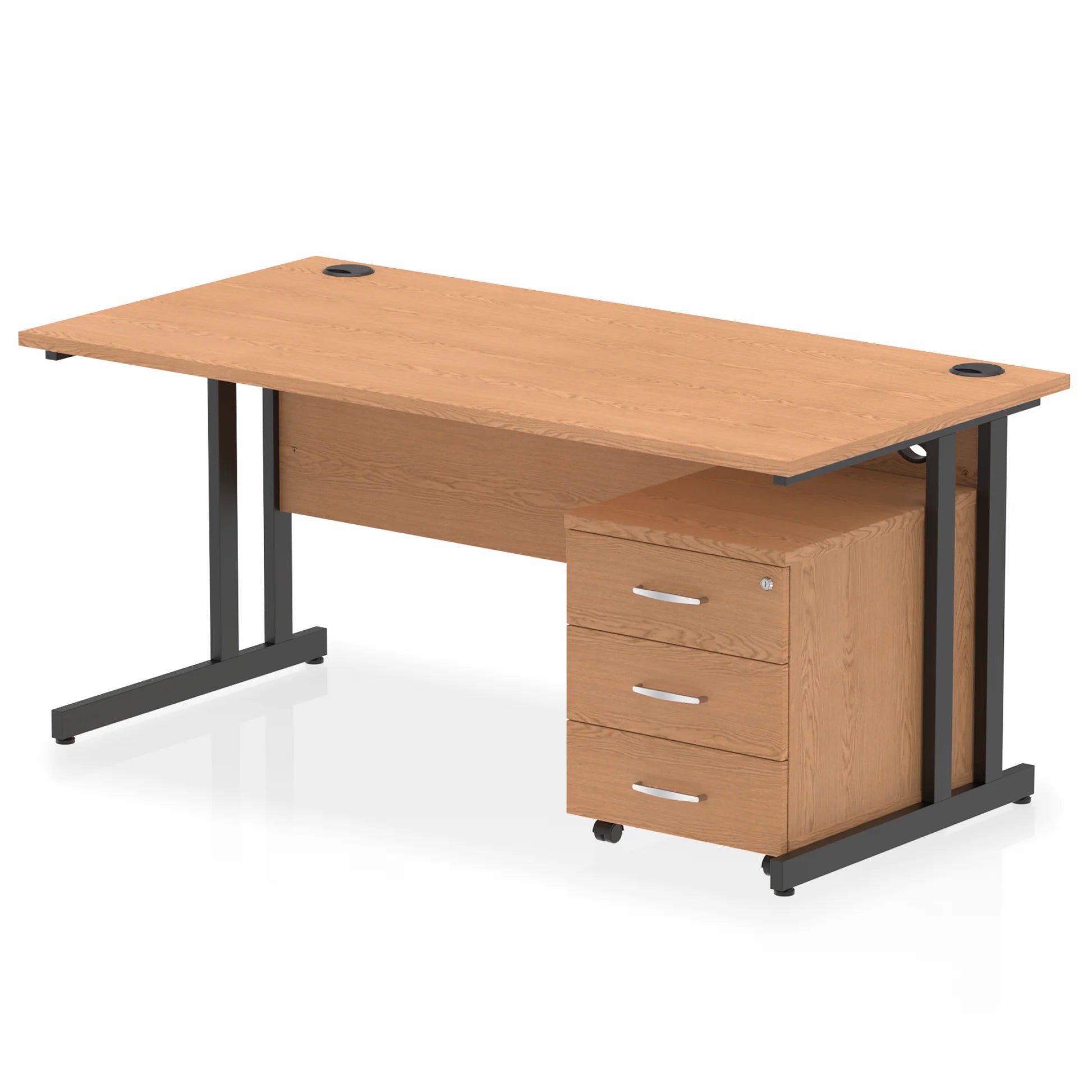 Impulse 1600mm Cantilever Straight Desk With Mobile Pedestal Bundle DY
