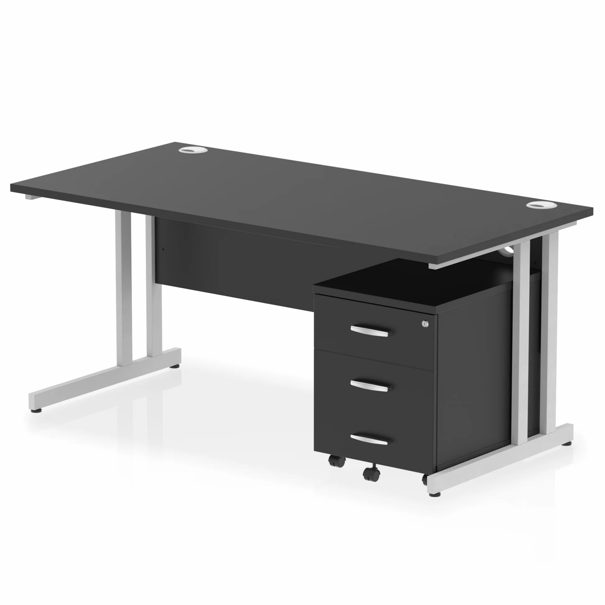 Impulse 1600mm Cantilever Straight Desk With Mobile Pedestal Bundle DY