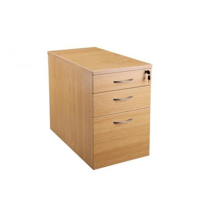 Desk high, three drawer wooden pedestal. Office furniture on white background.