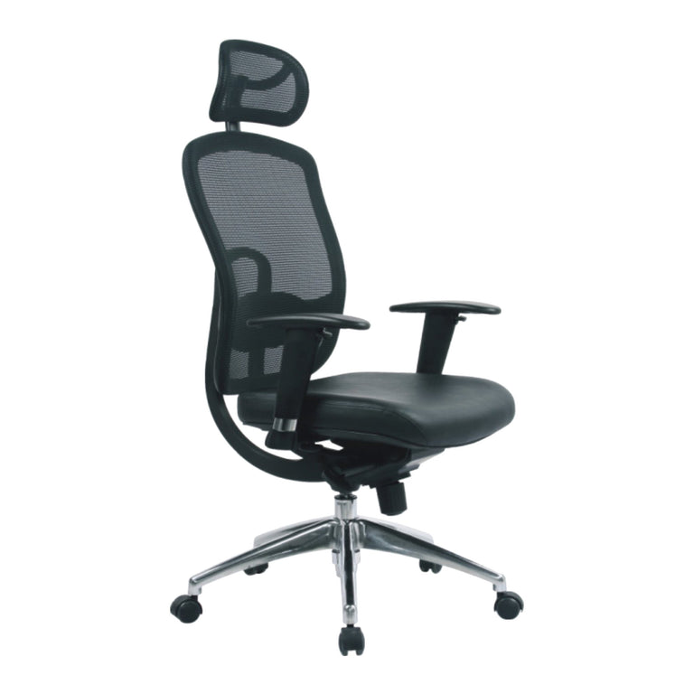 High mesh backrest executive office chair with a backrest. Office furniture on white background.