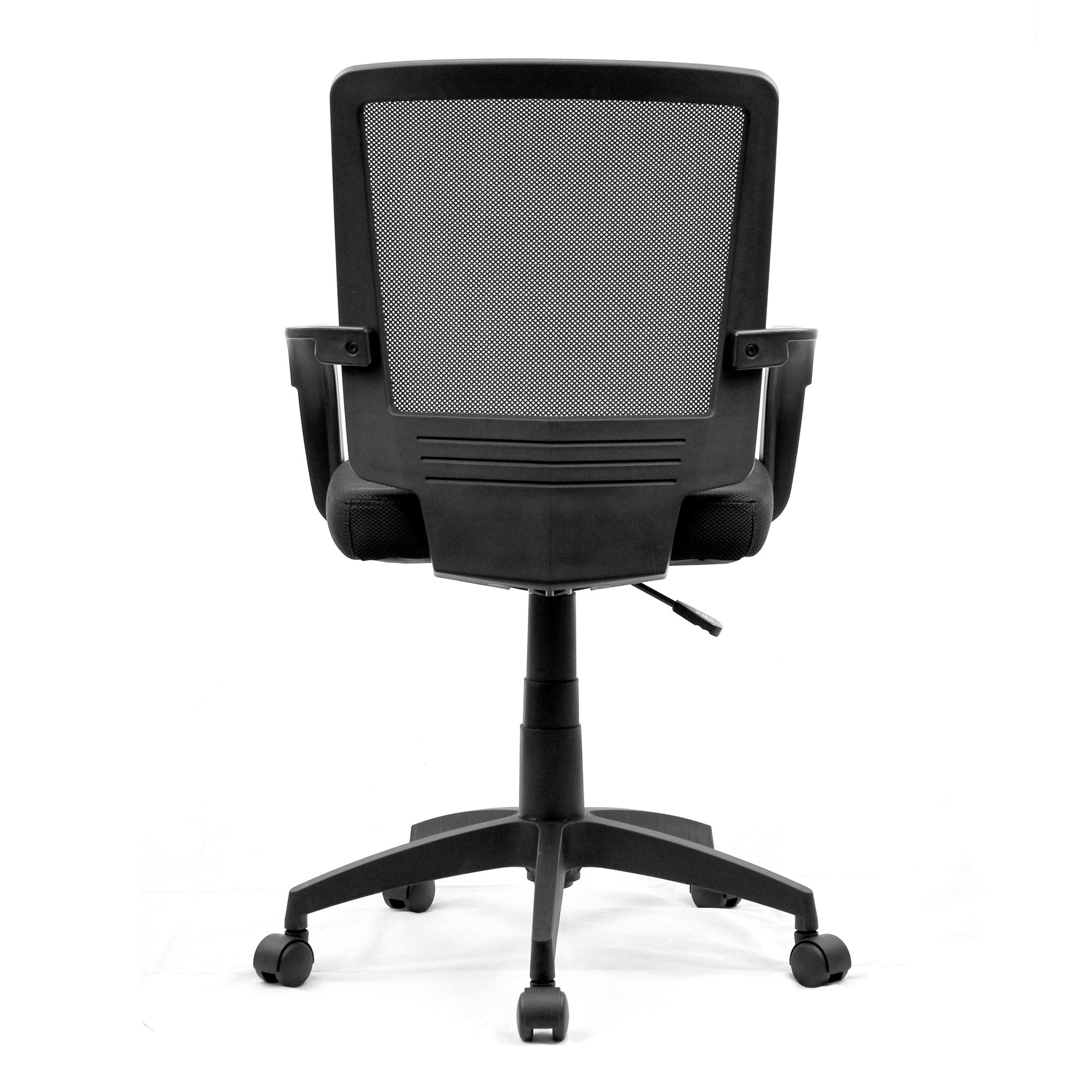 Storm Medium Back Mesh Chair with Contoured Back and Upholstered Black Fabric Seat with Waterfall Front - Black ET