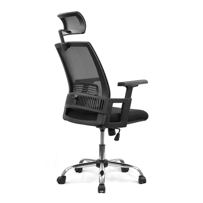 Pulse High Back Mesh Chair with Headrest and Chrome Base Black ET