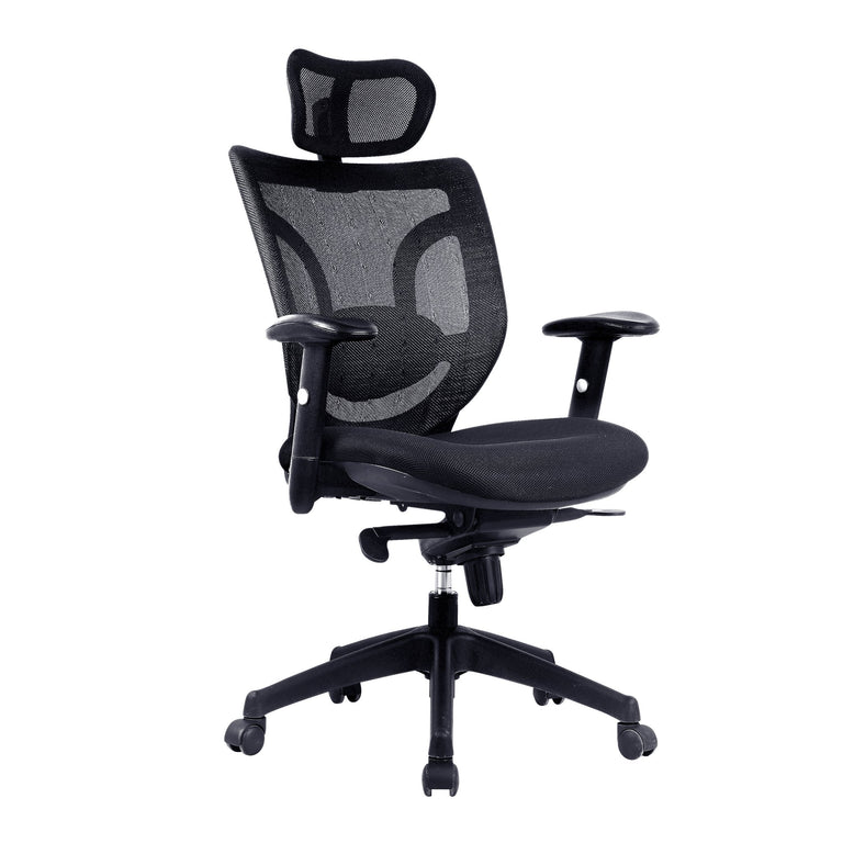 Kiwi High Back Mesh Synchronous Executive Armchair with Integral Headrest - Black ET