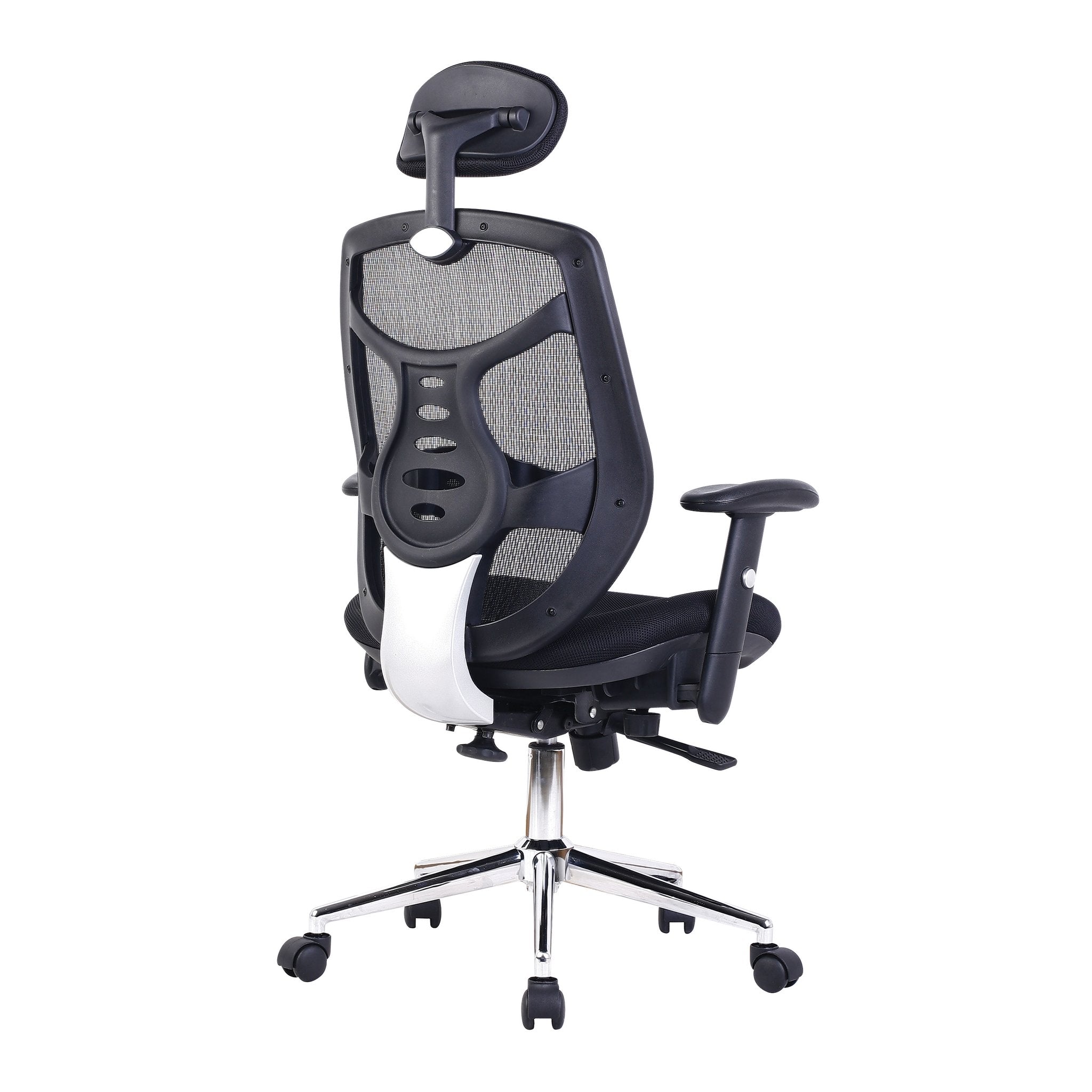 Seedoo High Back Mesh Synchronous Executive Armchair with Adjustable Headrest and Chrome Base ET