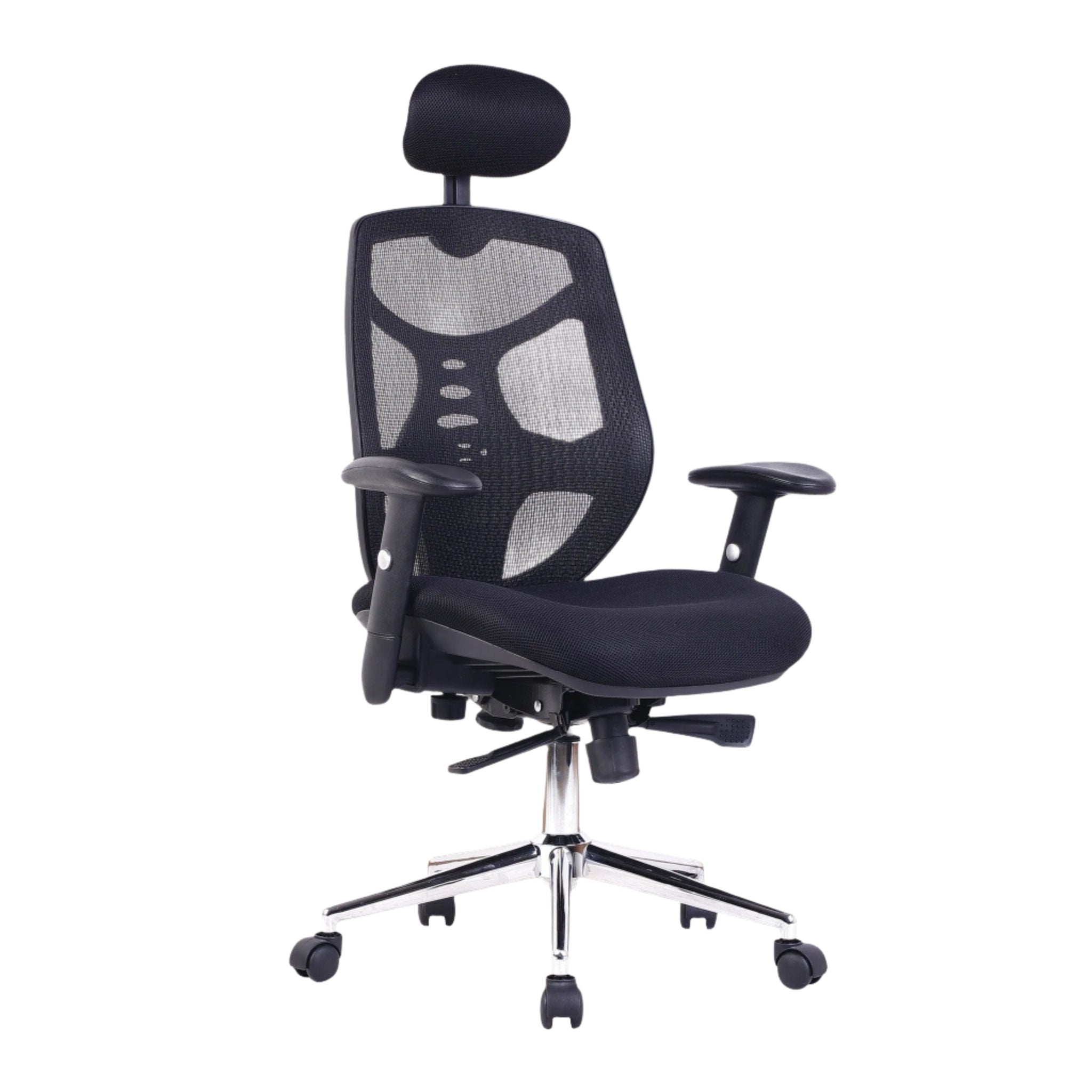 Seedoo High Back Mesh Synchronous Executive Armchair with Adjustable Headrest and Chrome Base ET