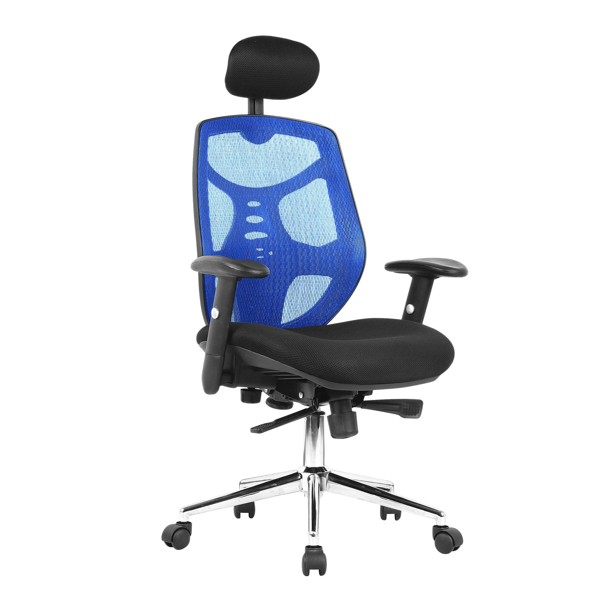 Seedoo High Back Mesh Synchronous Executive Armchair with Adjustable Headrest and Chrome Base ET